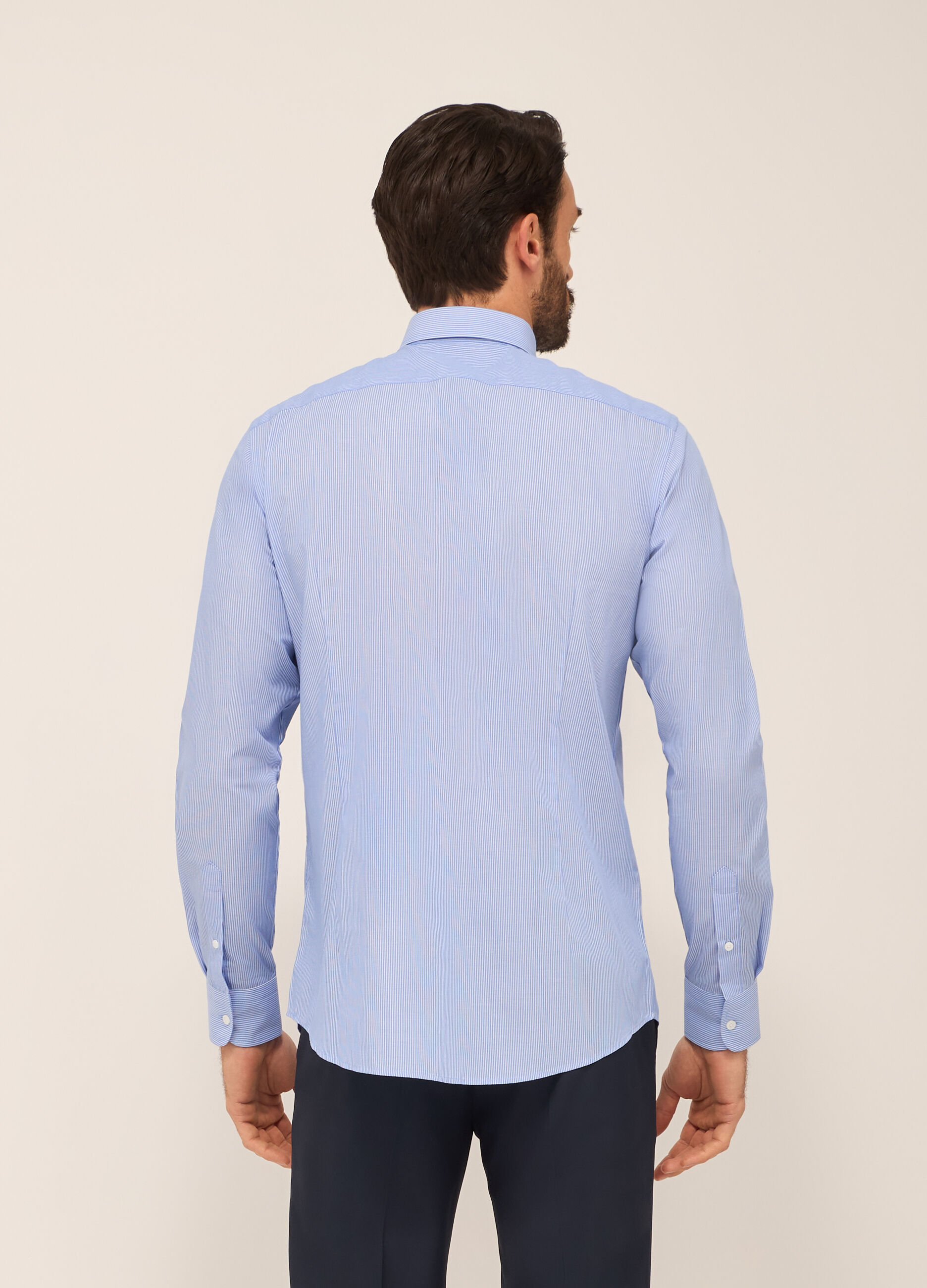 Camicia slim fit in misto cotone a righe uomo