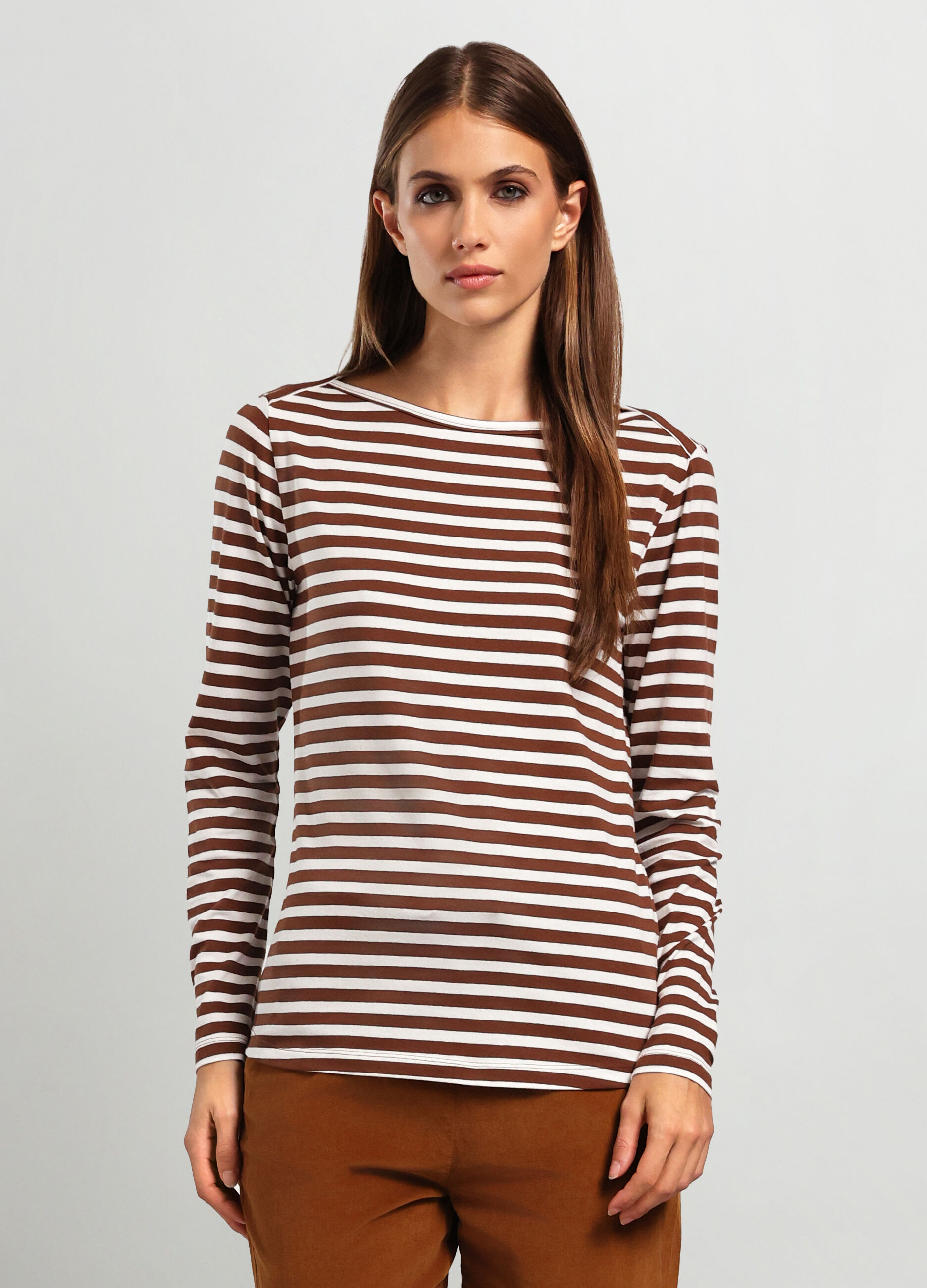 T-shirt in jersey di cotone stretch donna _0