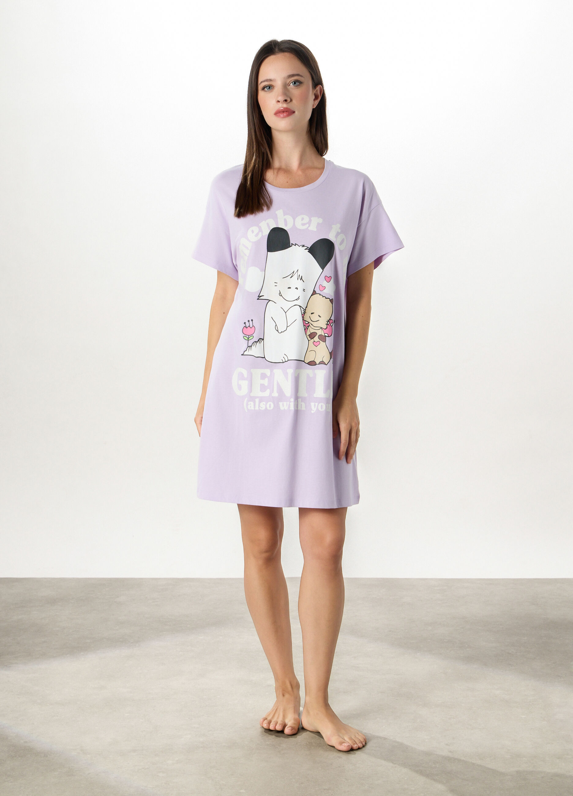 Camicia da notte maxi t-shirt Spank in puro cotone donna_0