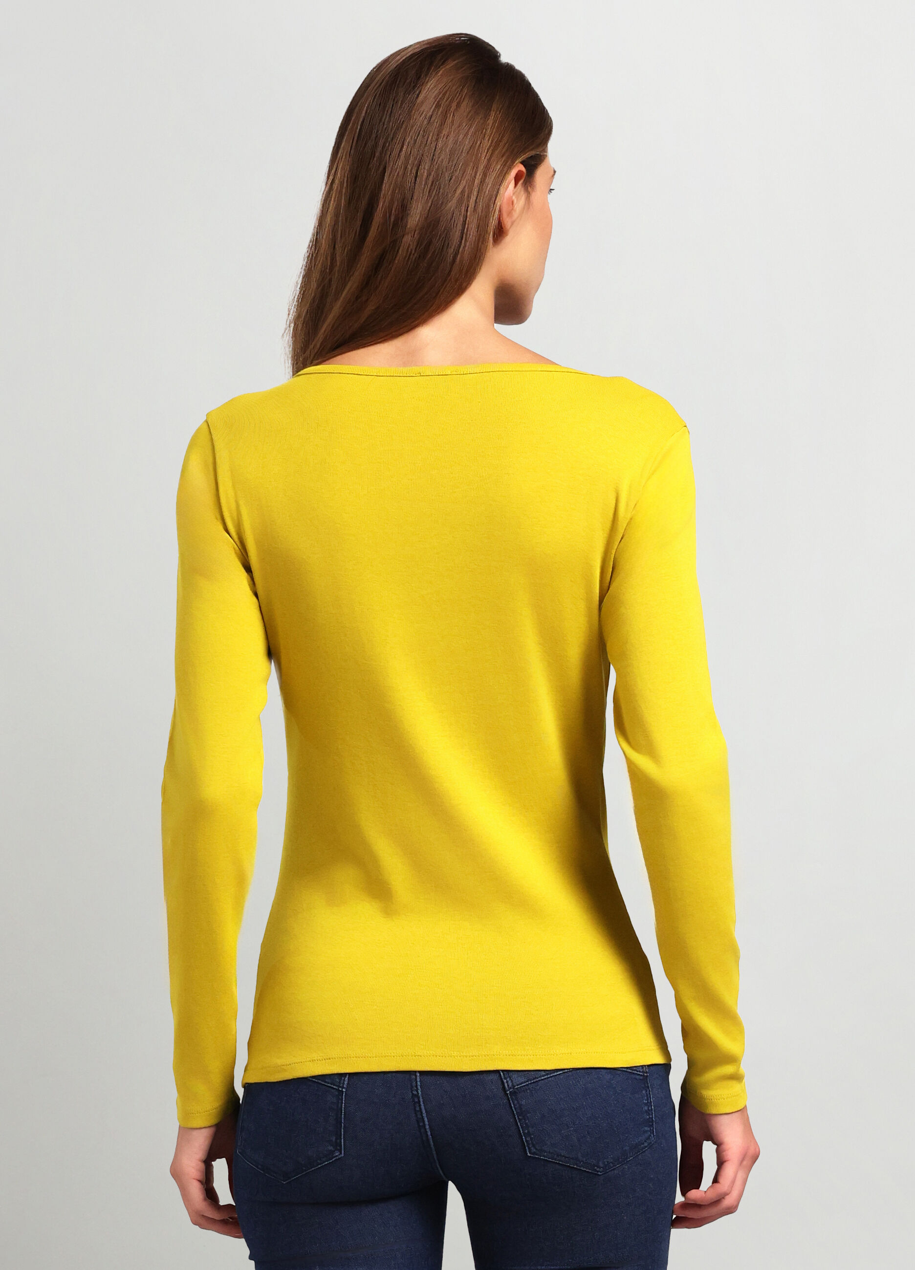 T-shirt in puro cotone con scollo a V donna_1