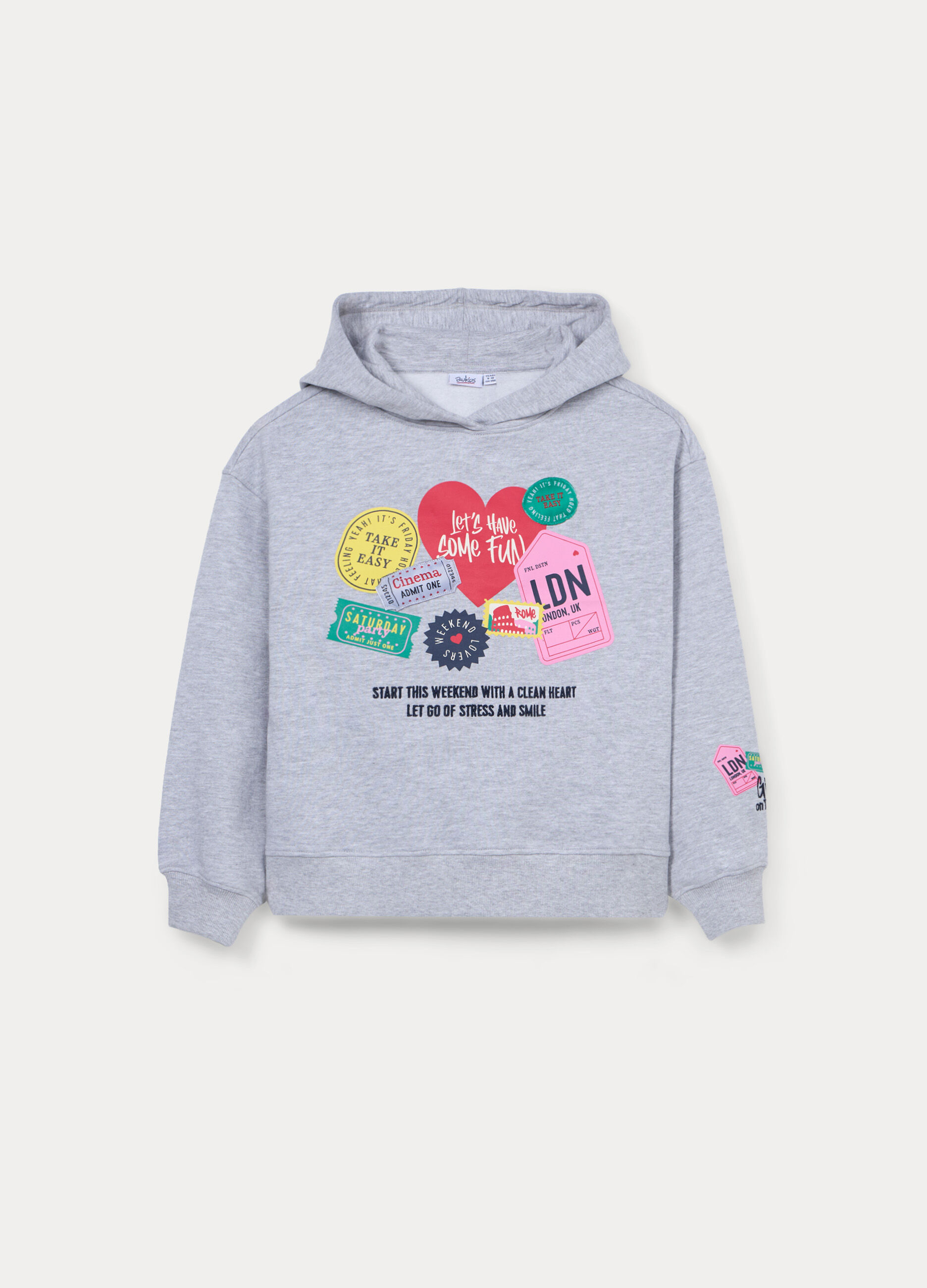 Felpa con cappuccio in french terry misto cotone ragazza_0