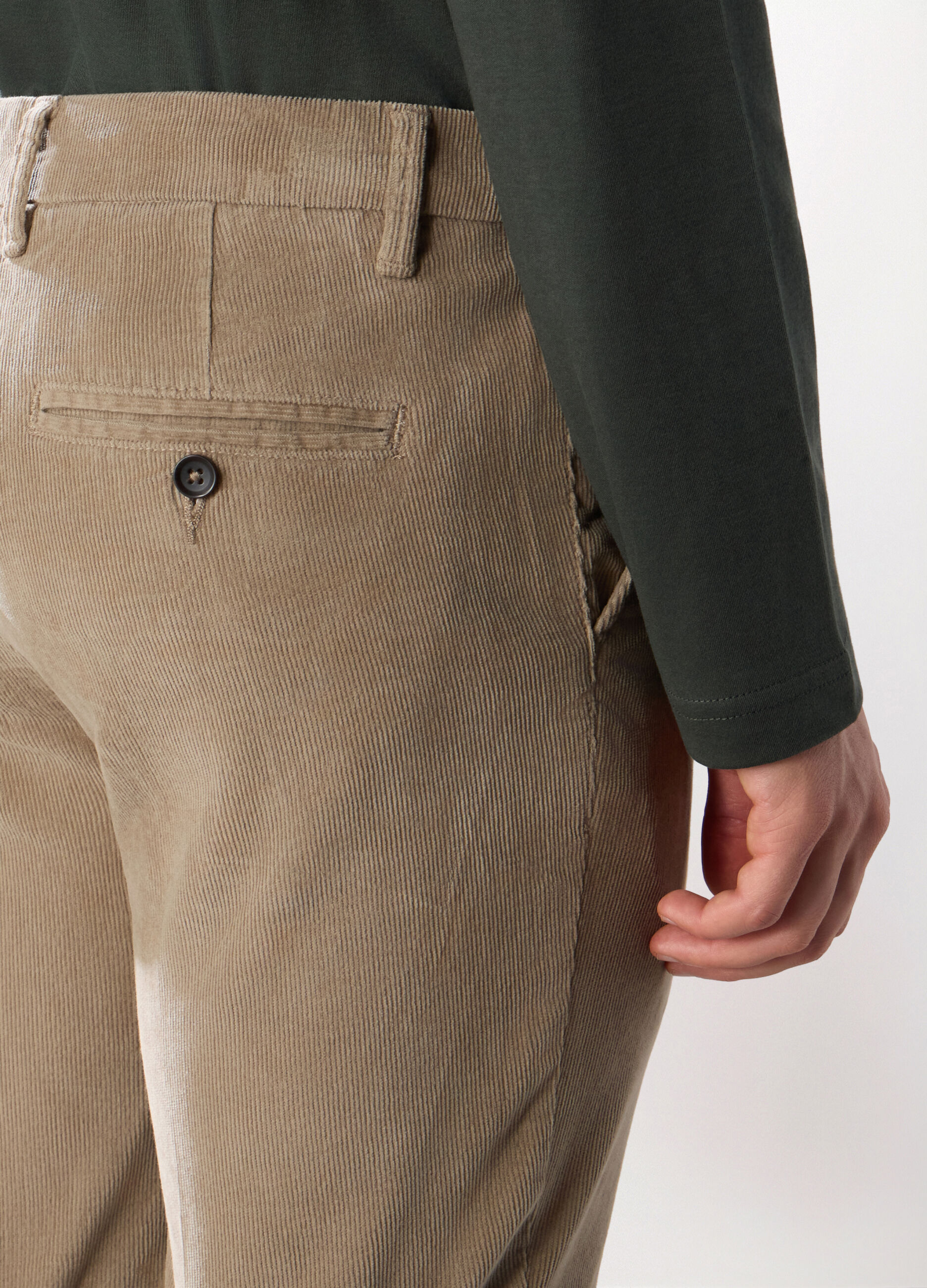 Pantalone chino in velluto di cotone stretch uomo_2