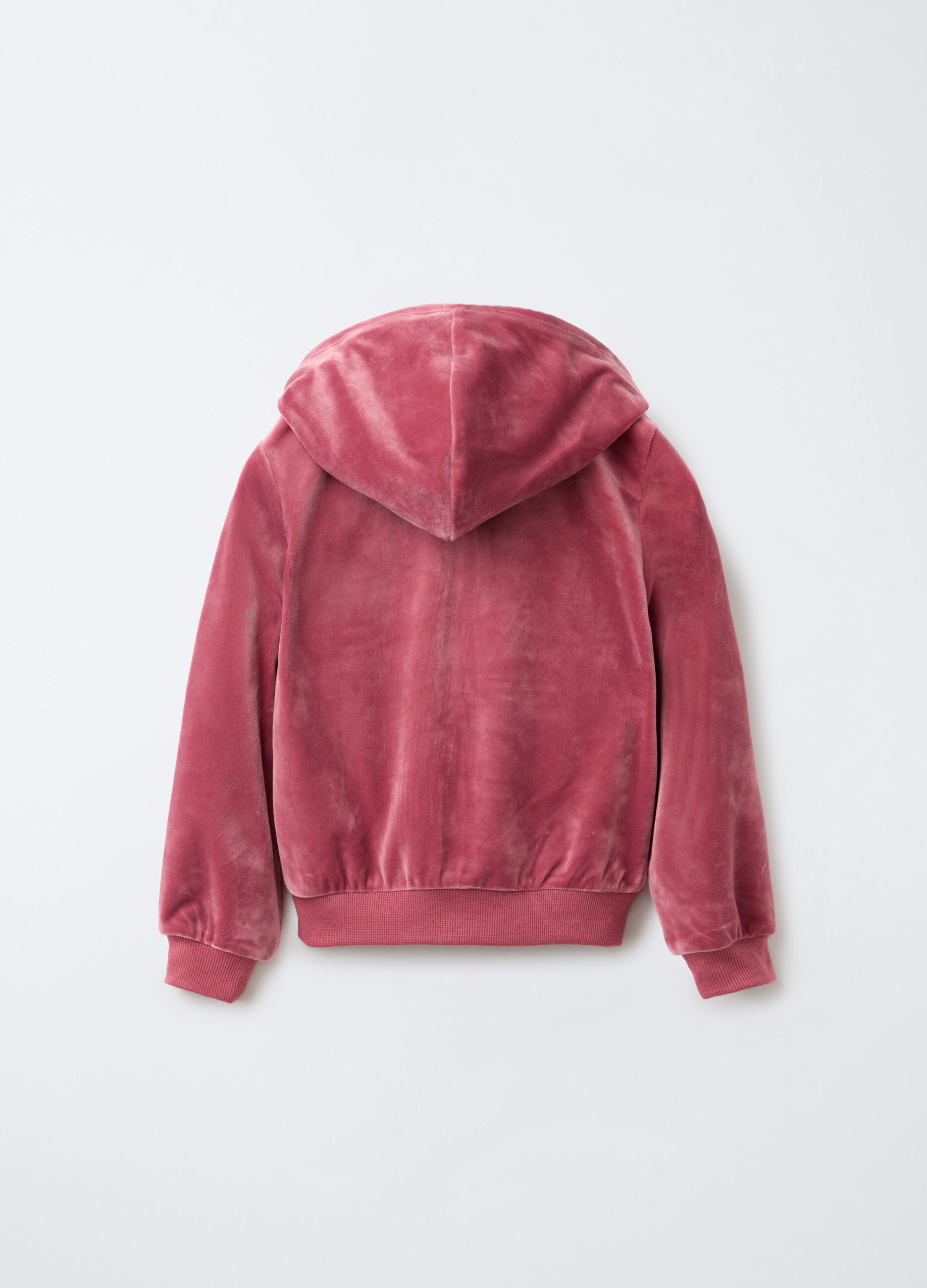 Felpa in velluto relaxed fit con zip e cappuccio bambina_1
