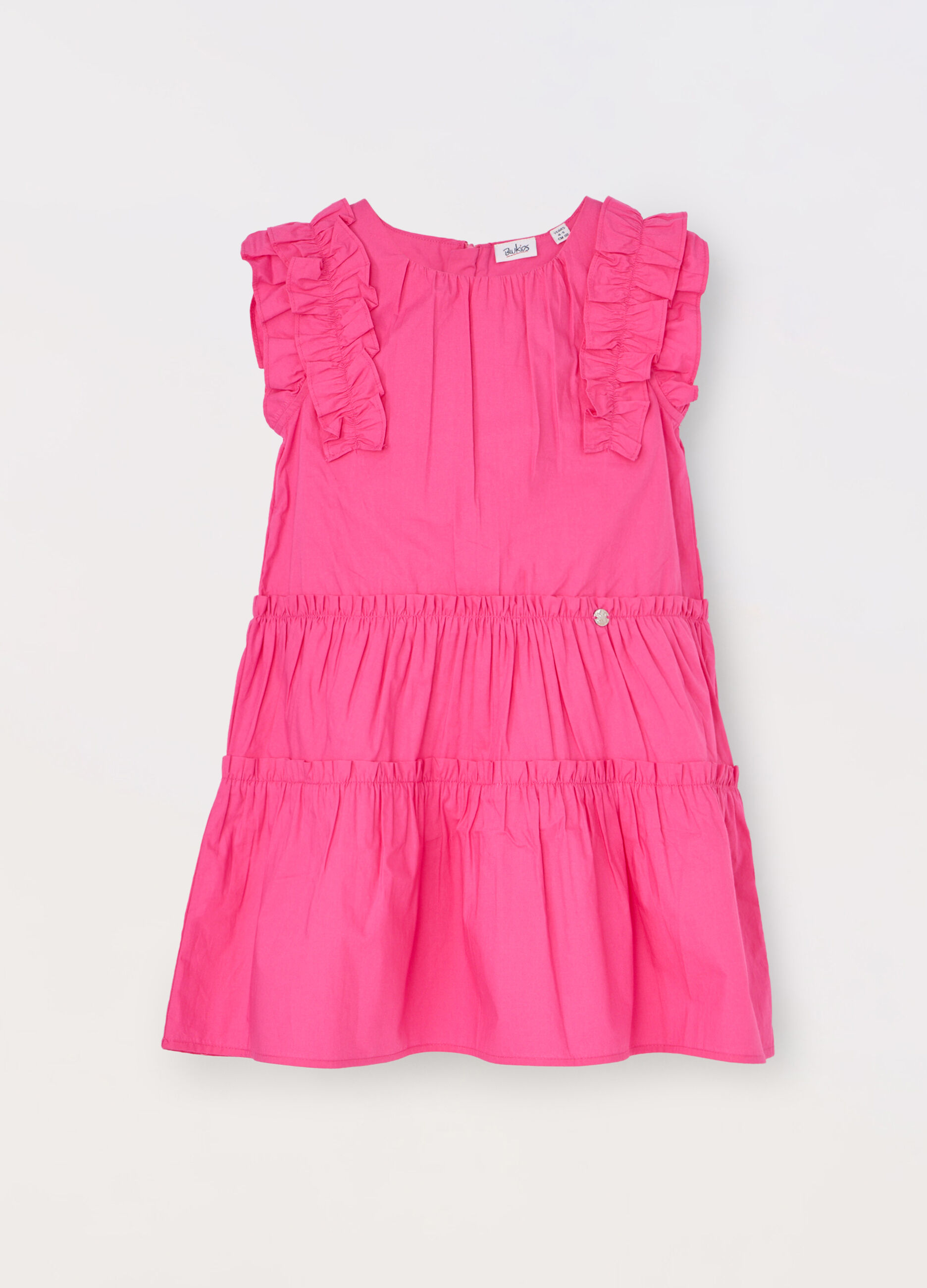 Vestito a balze in popeline di puro cotone bambina_0