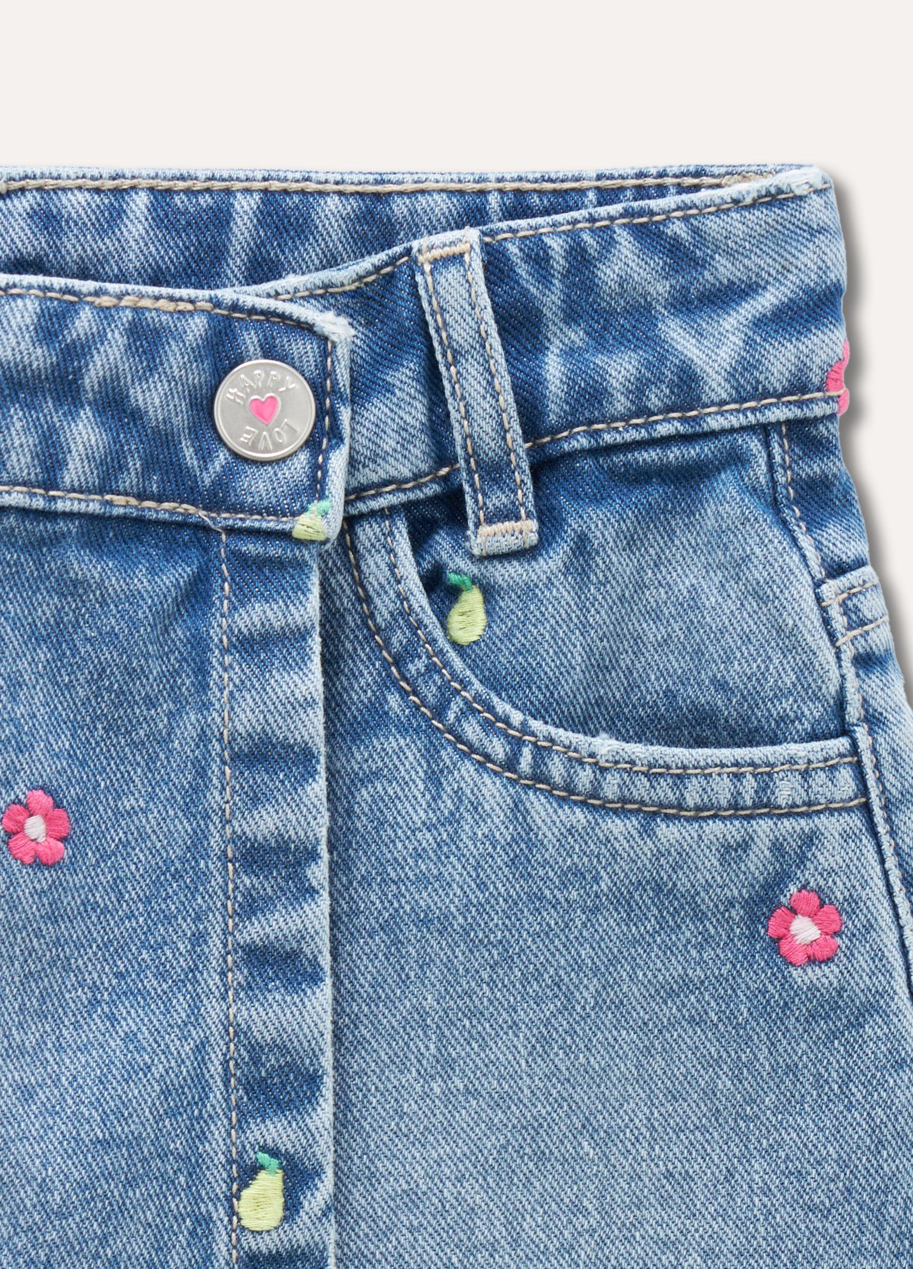 Skort in denim di puro cotone bambina_1