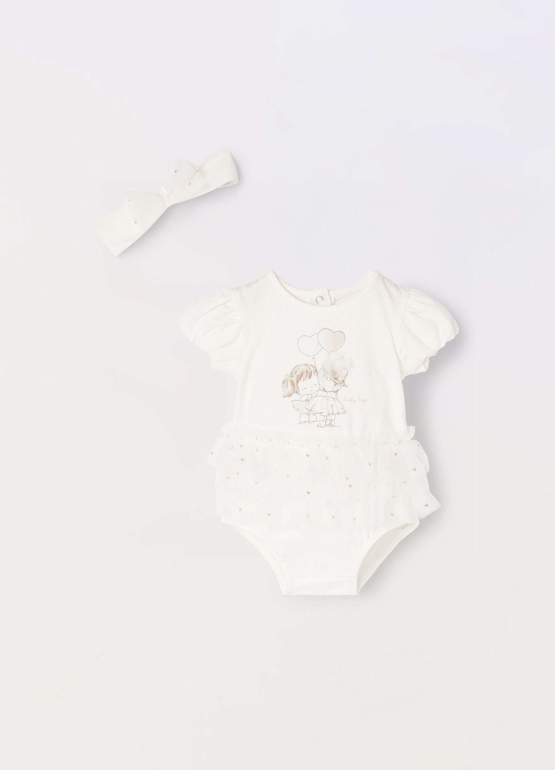 Set body + fascetta in cotone stretch neonata_0