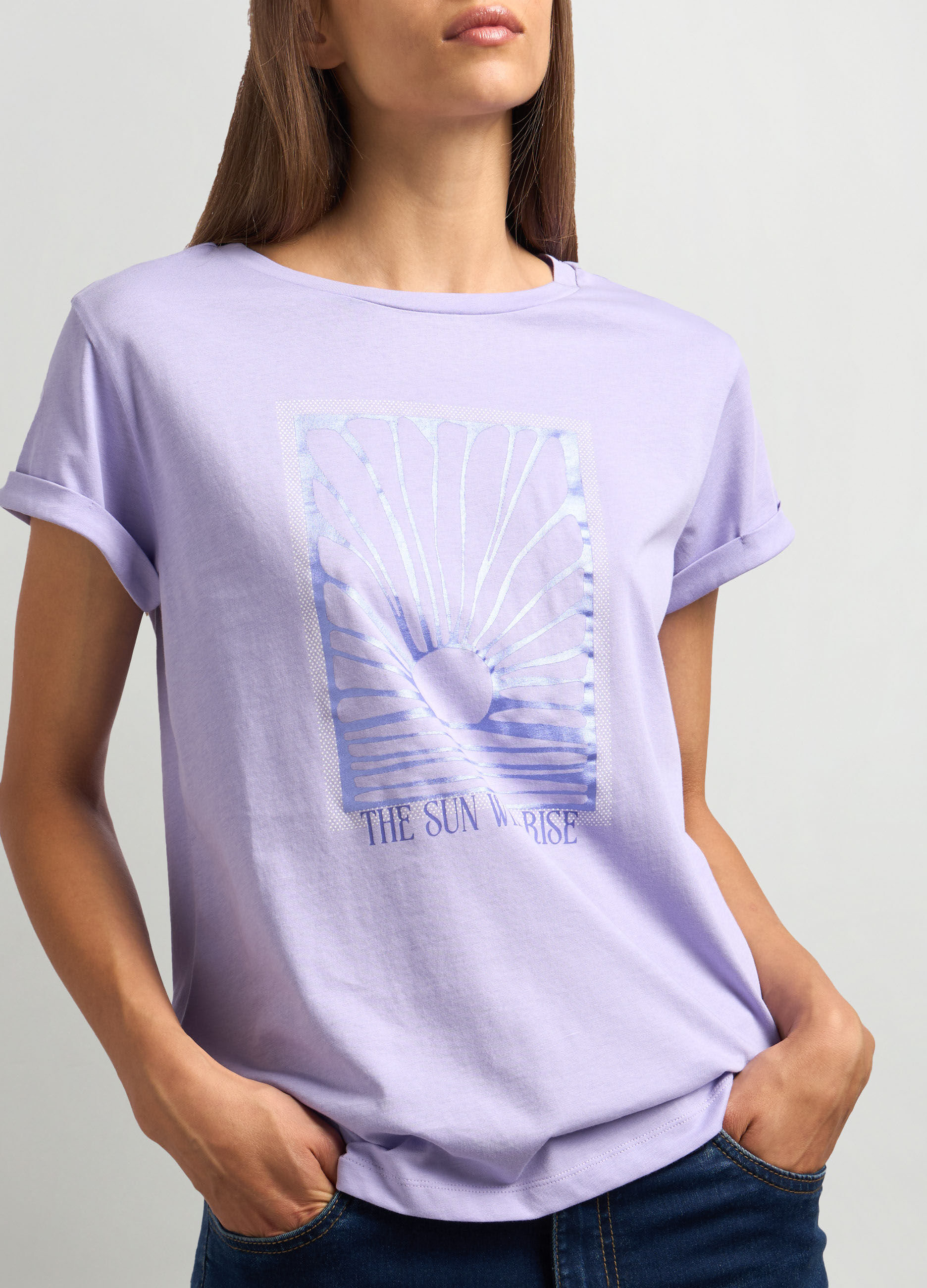 T-shirt in jersey di puro cotone donna_2