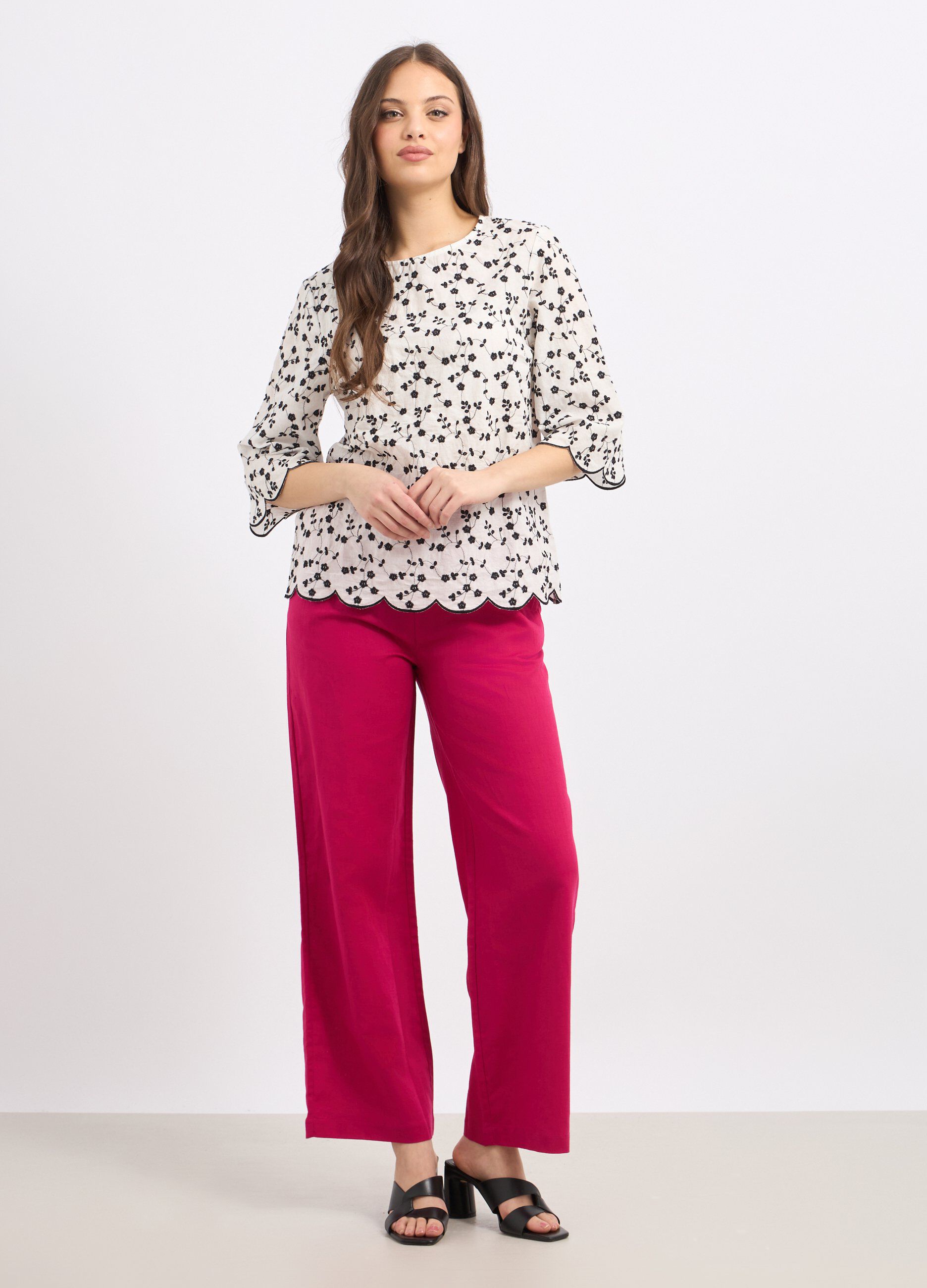 Pantaloni in misto lino donna_0