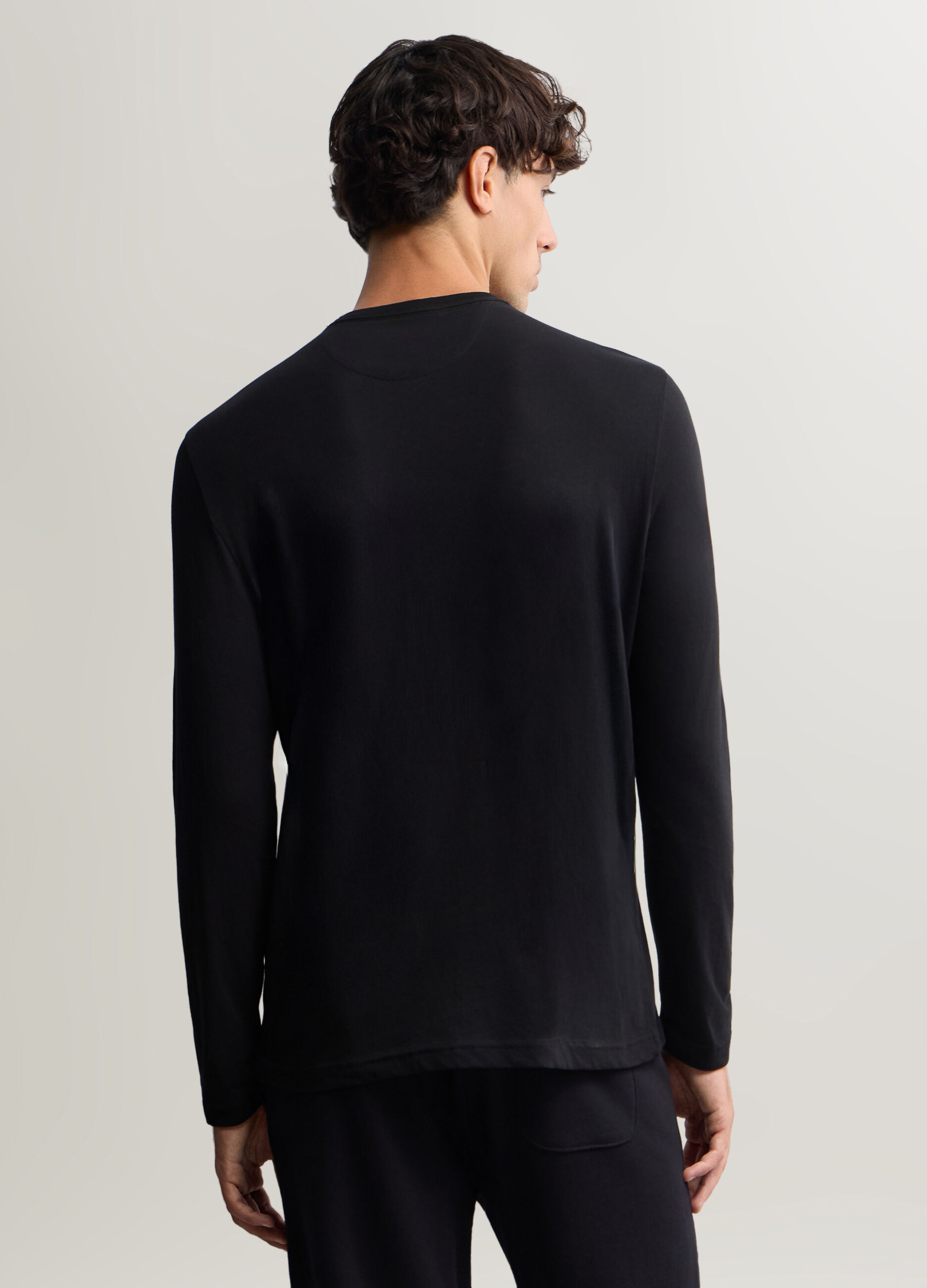 Maglia girocollo a maniche lunghe in cotone uomo