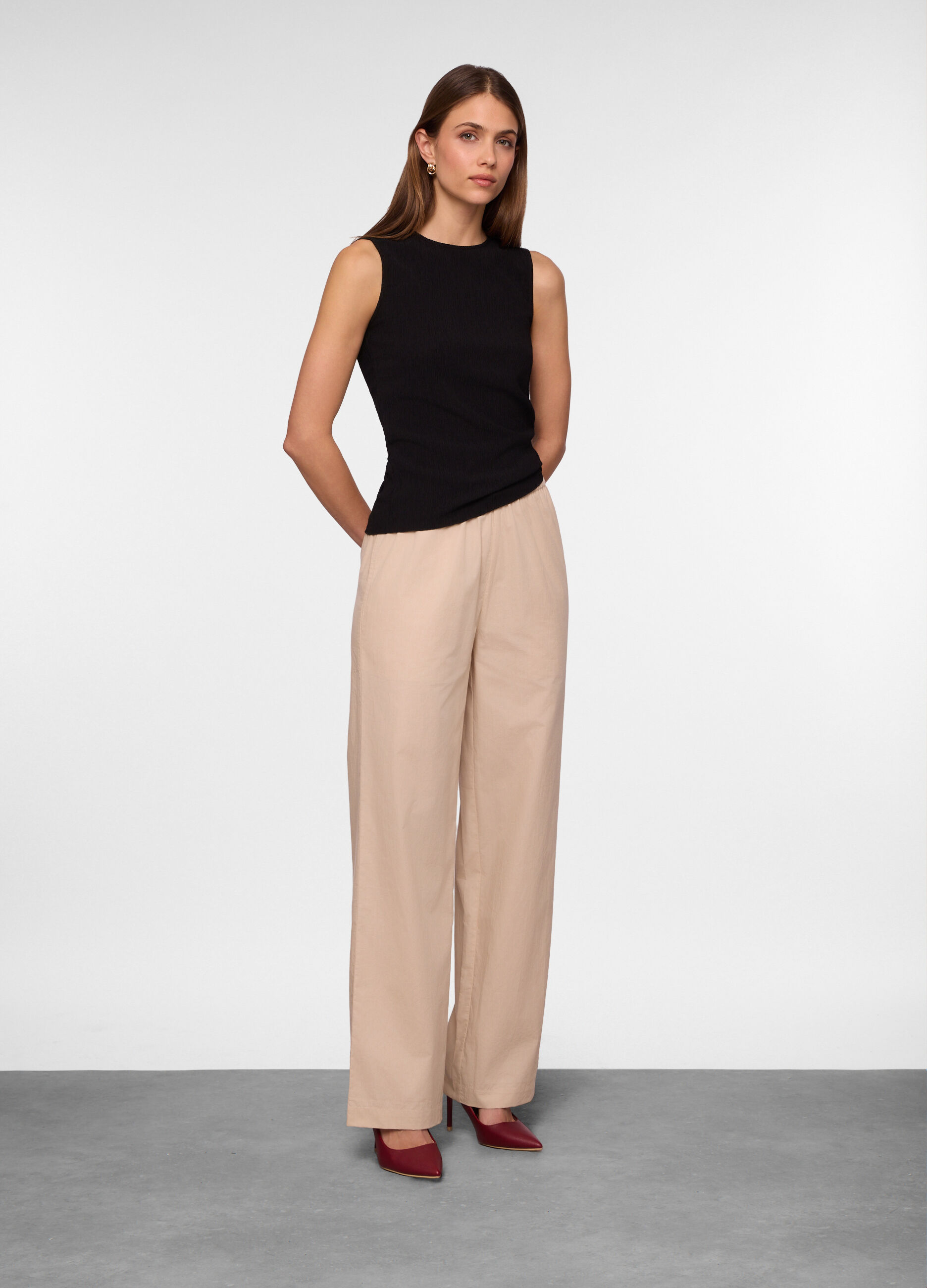 Pantaloni in popeline di puro cotone donna_0
