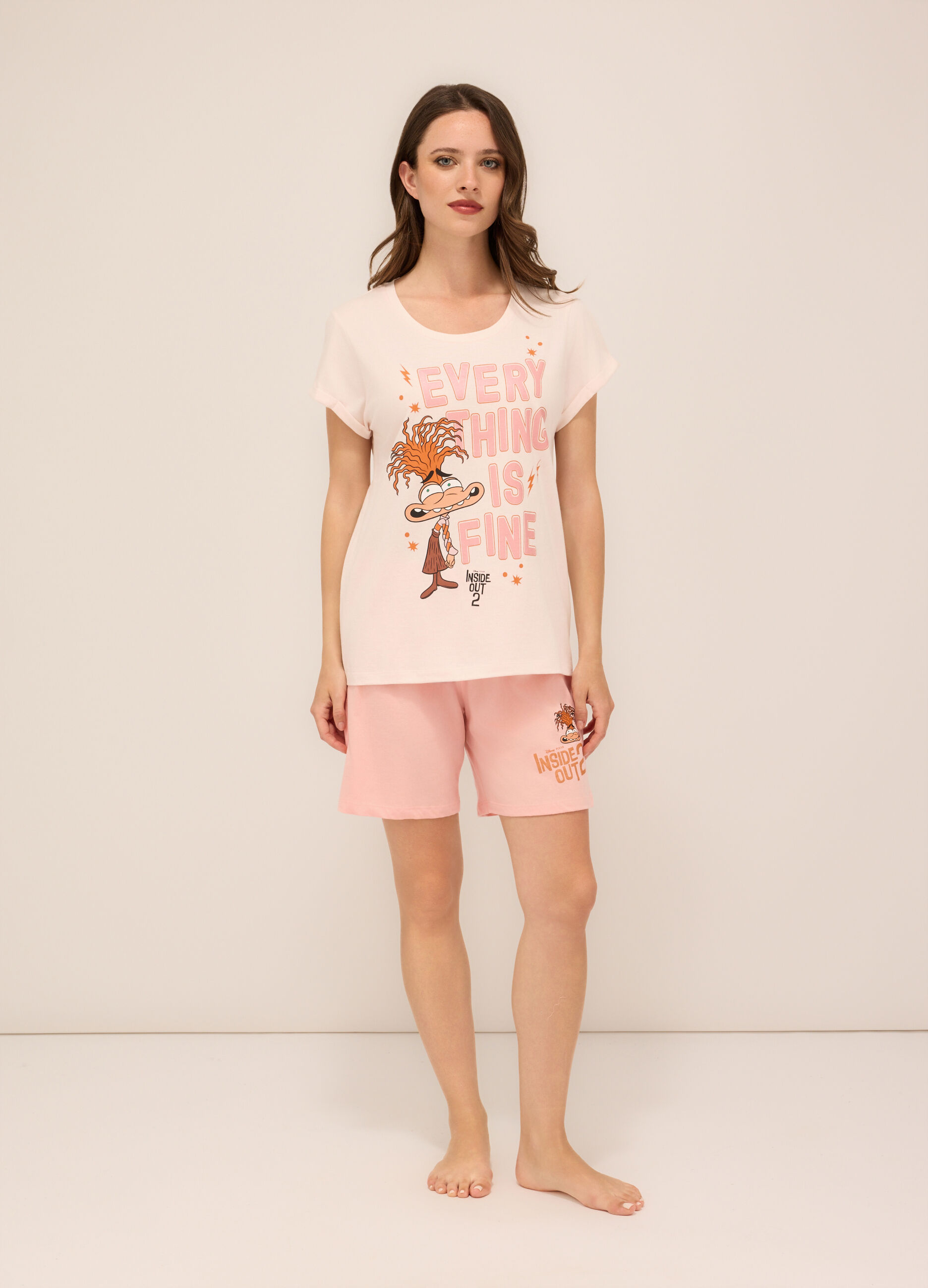 Set pigiama corto in jersey di puro cotone donna_0