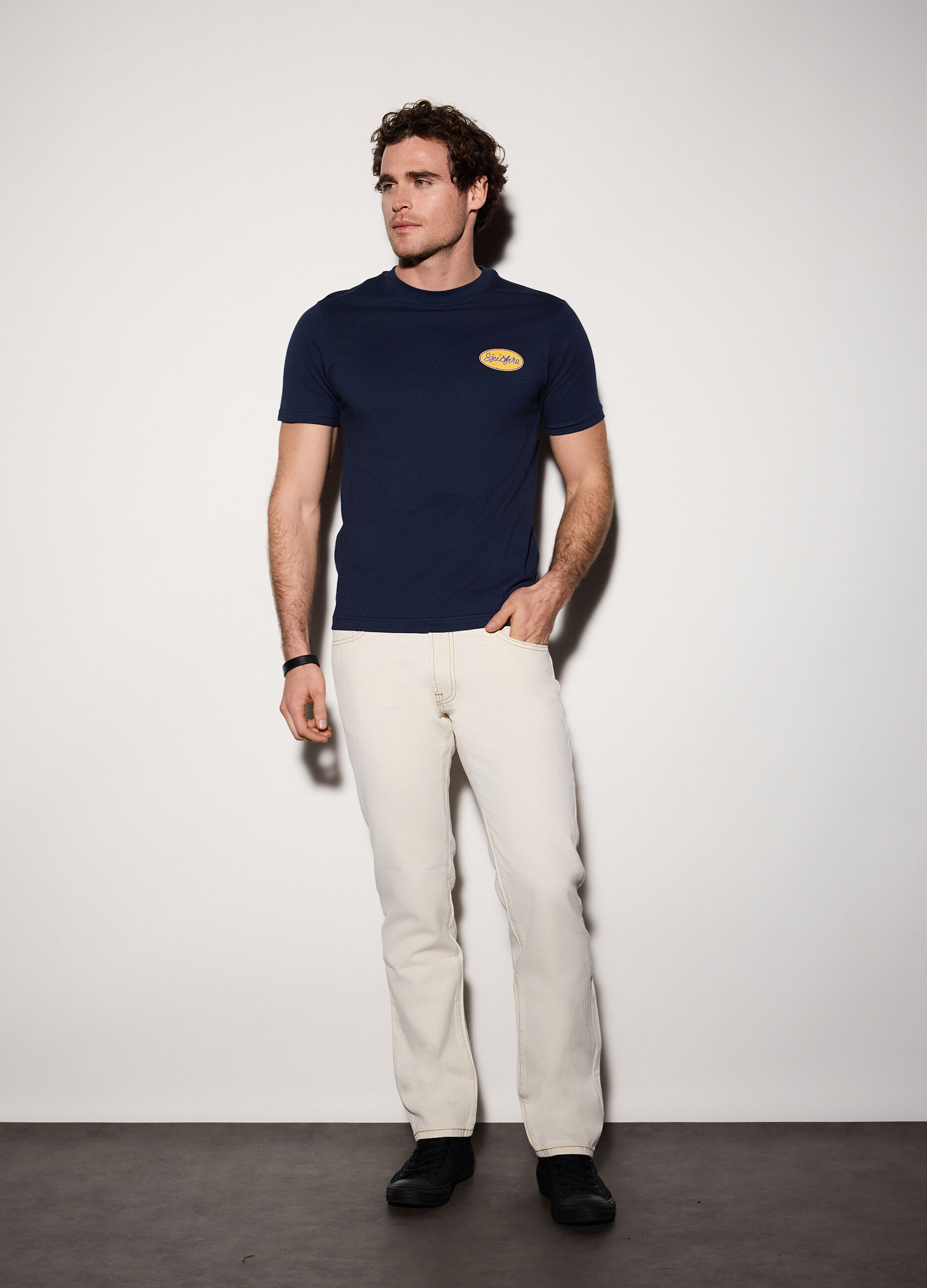 Jeans regular fit in denim di cotone e canapa uomo_0