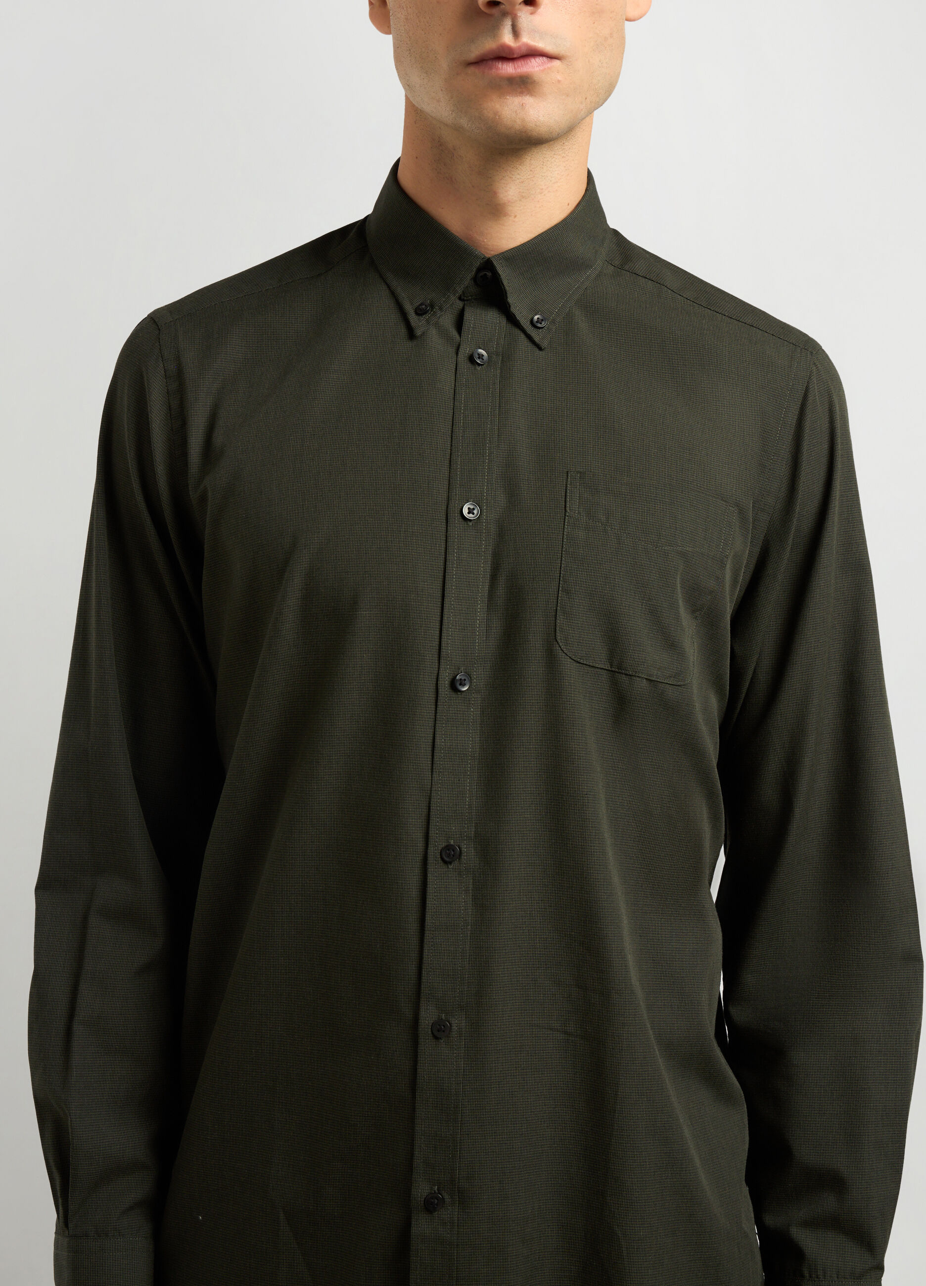 Camicia regular fit colletto button down in misto cotone_2