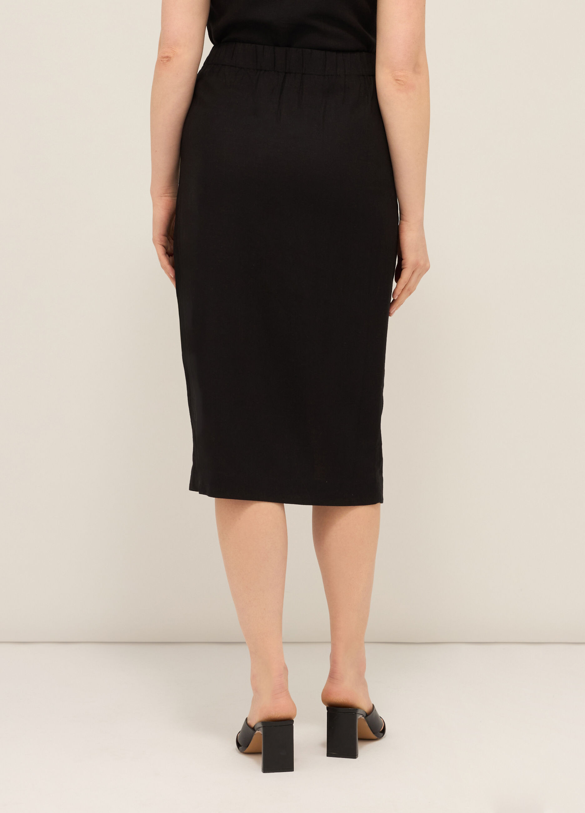 Gonna a portafoglio misto lino donna