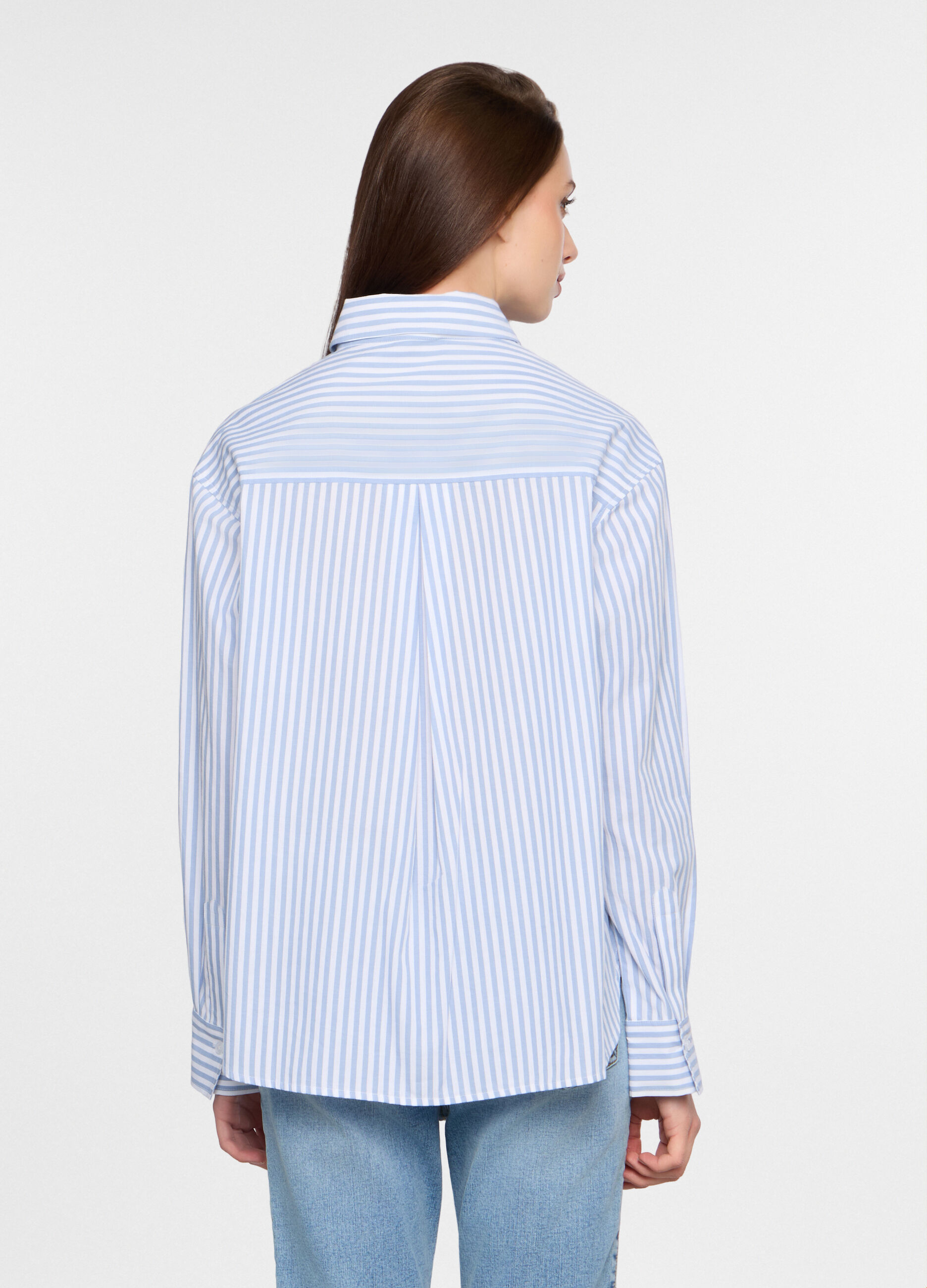 Camicia regular fit con colletto alla francese in popeline donna_1
