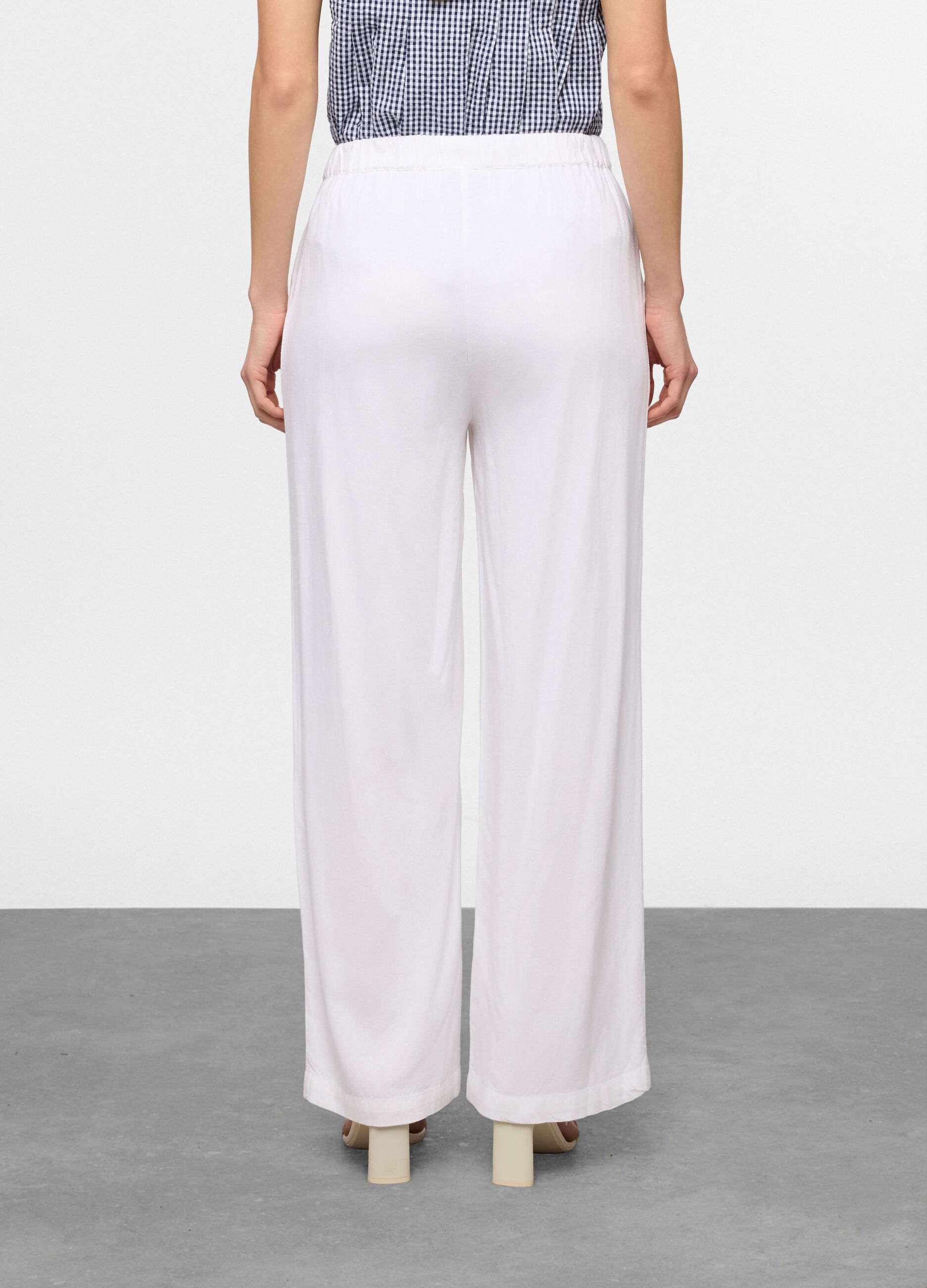 Jogger wide leg in misto lino donna_1