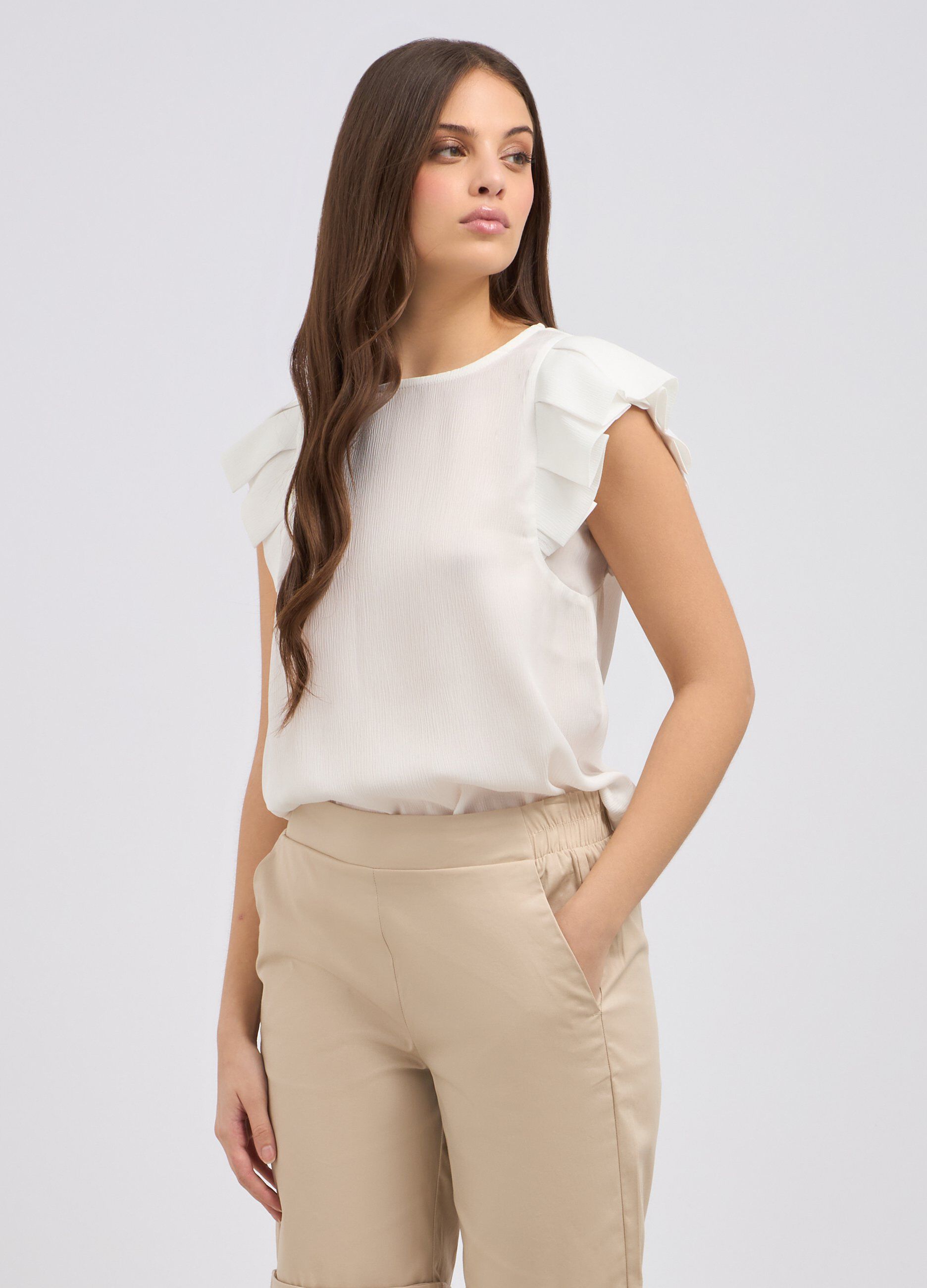 Blusa creponne con rouches donna
