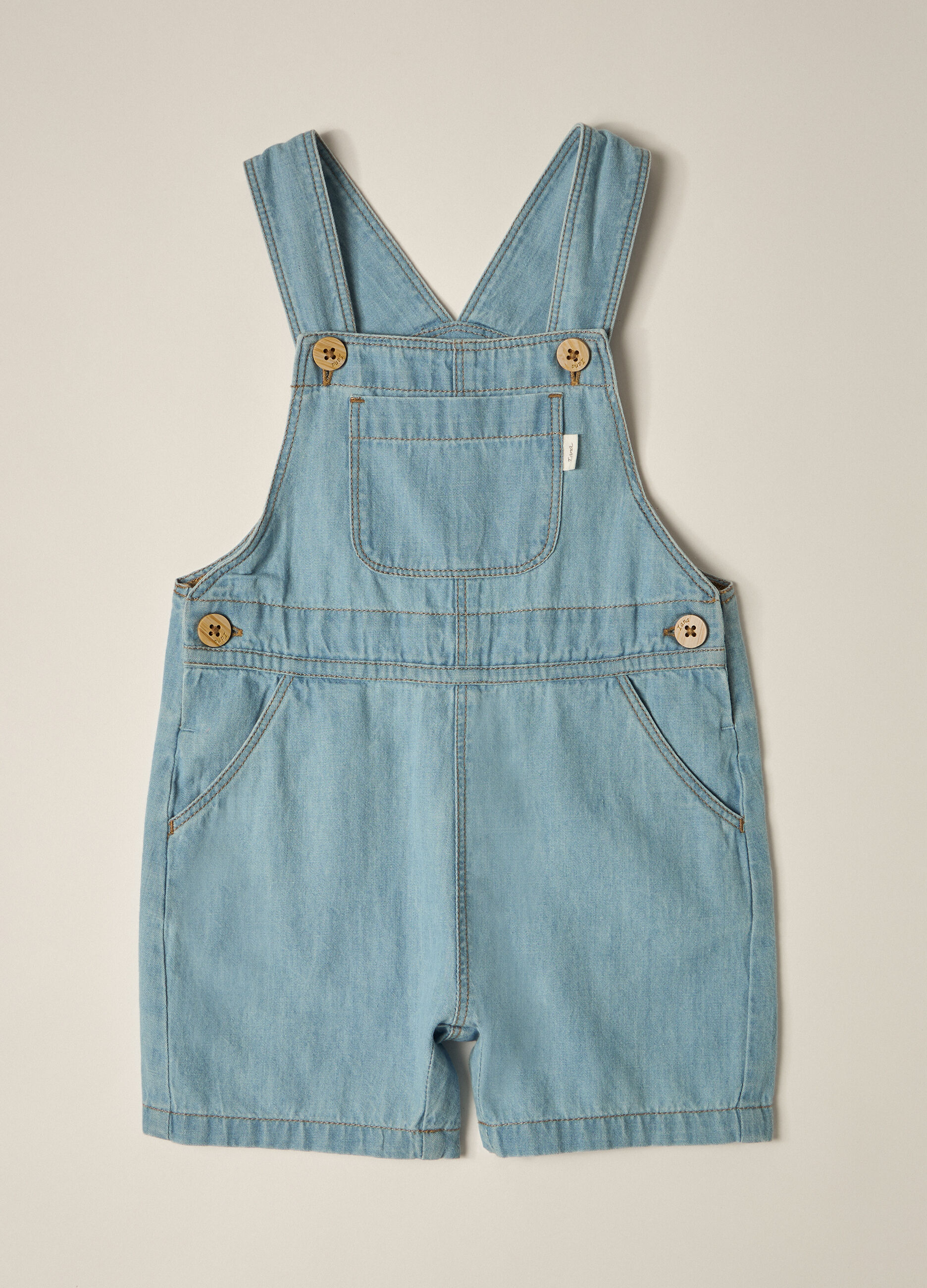 Salopette in denim di puro cotone IANA neonato_0