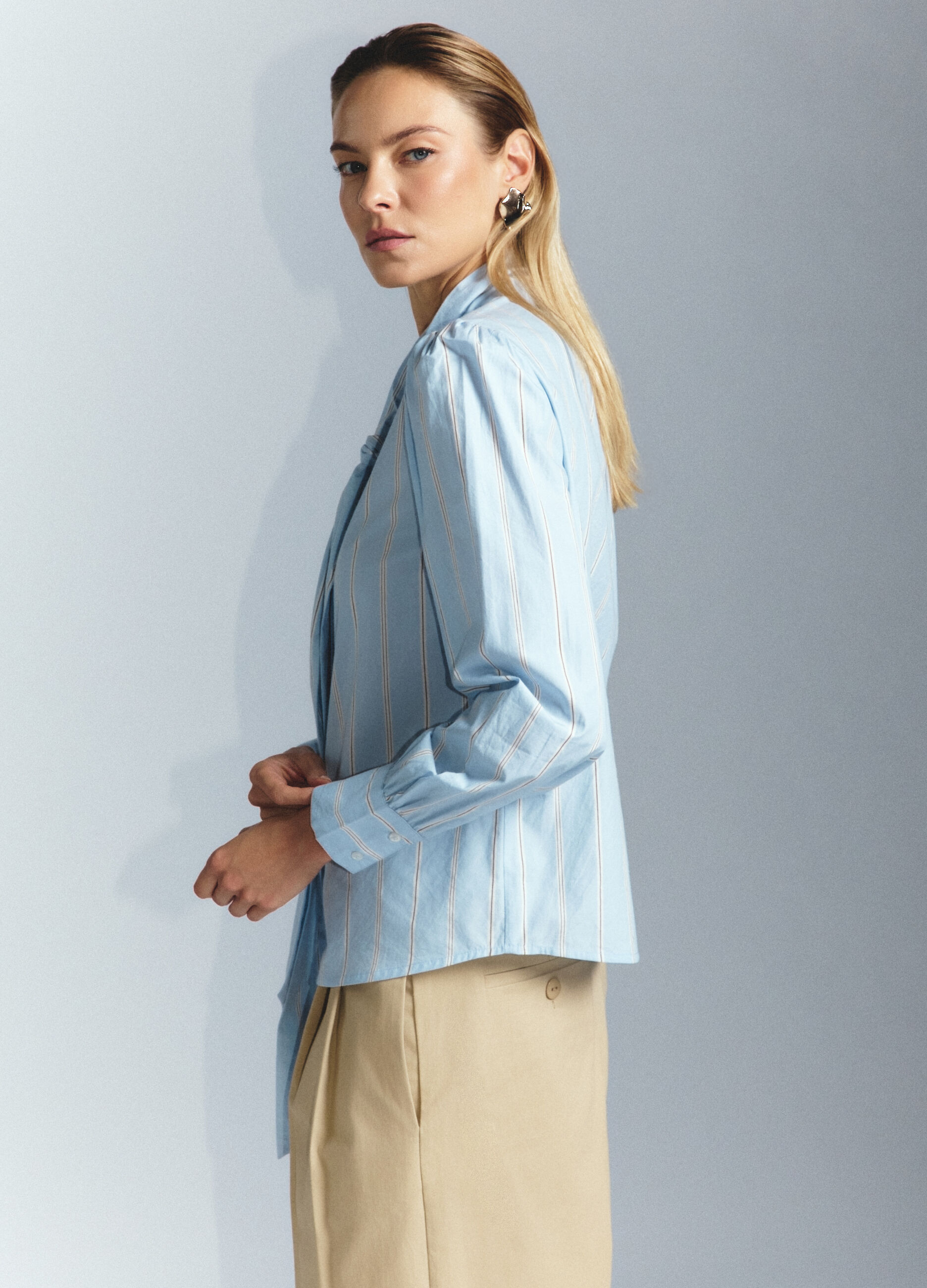 Camicia Fit over in popeline di puro cotone donna_3
