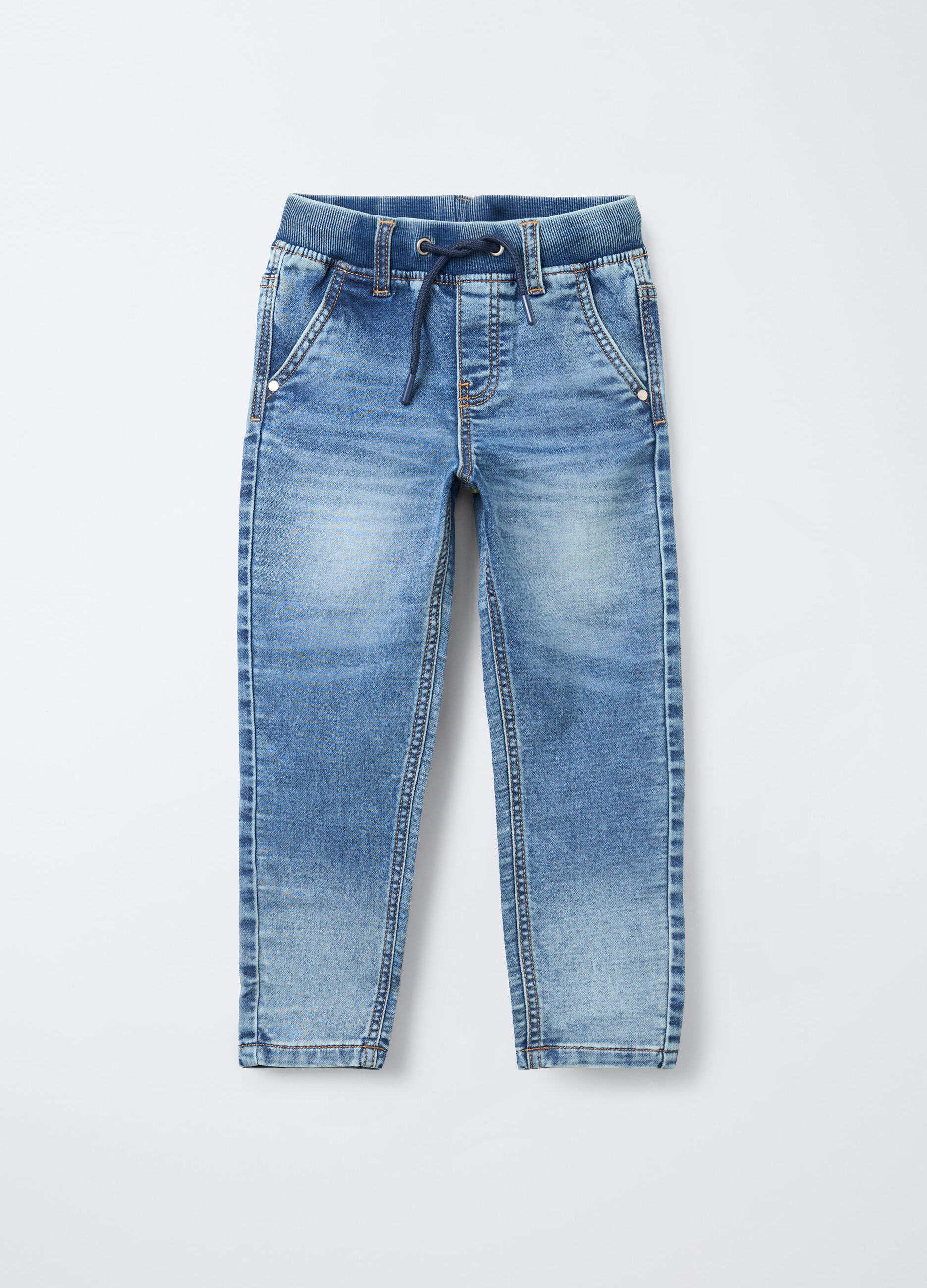 Jogger in denim misto cotone Straight Fit bambino_0