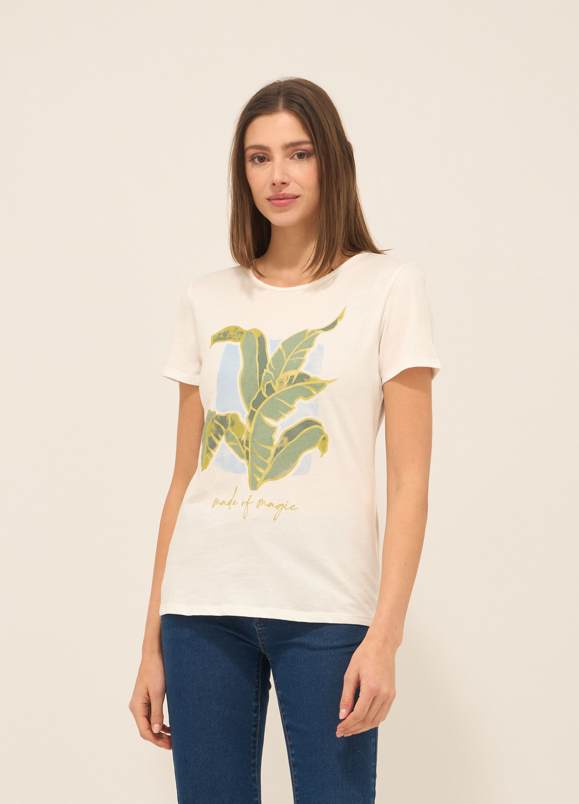 T-shirt in jersey di puro cotone donna_0