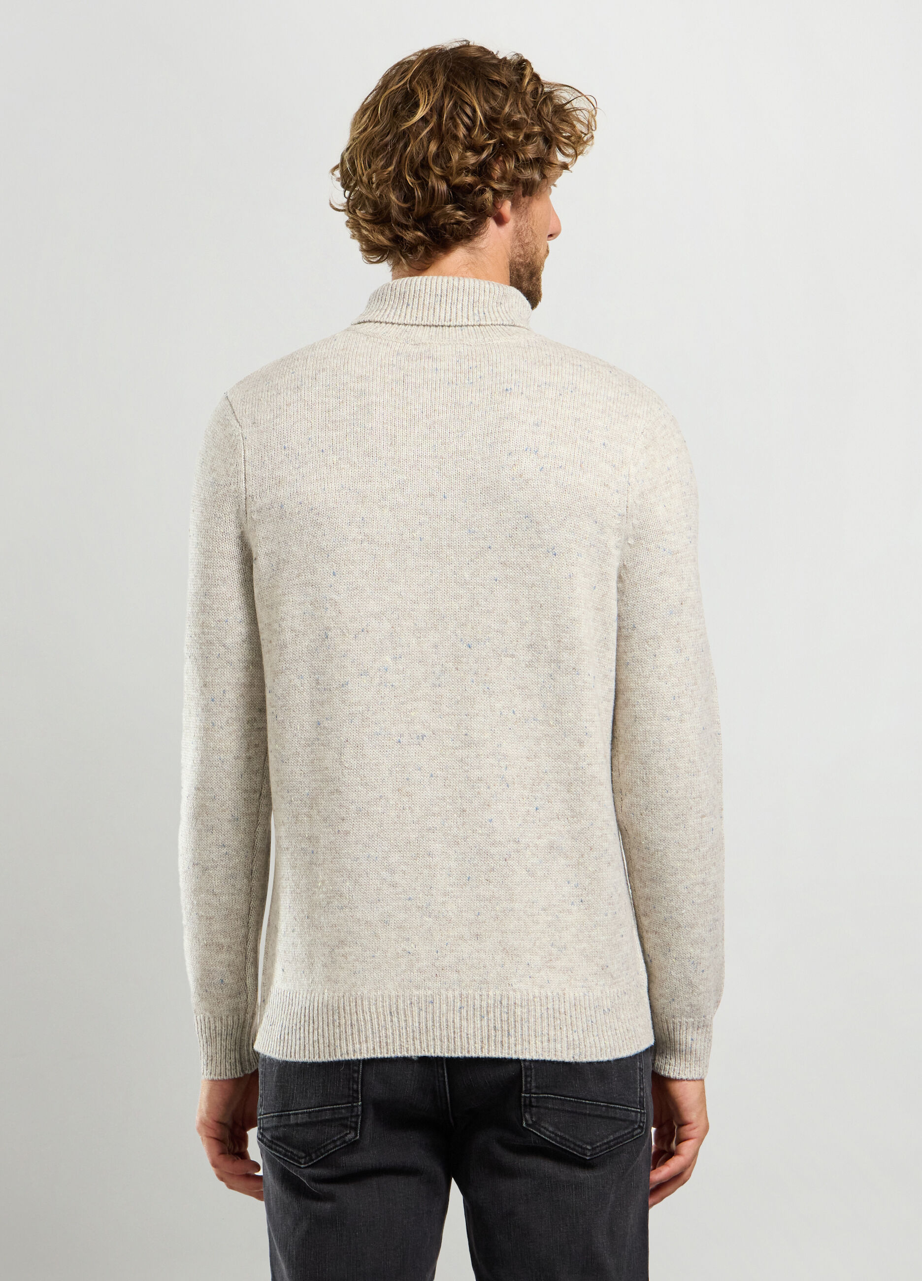 Maglione collo alto maglia rasata uomo_1