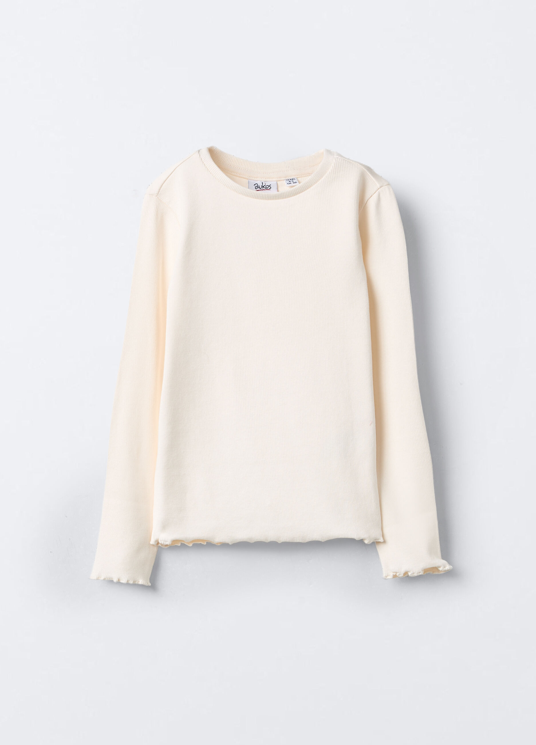 T-shirt in costina di cotone stretch bambina_0