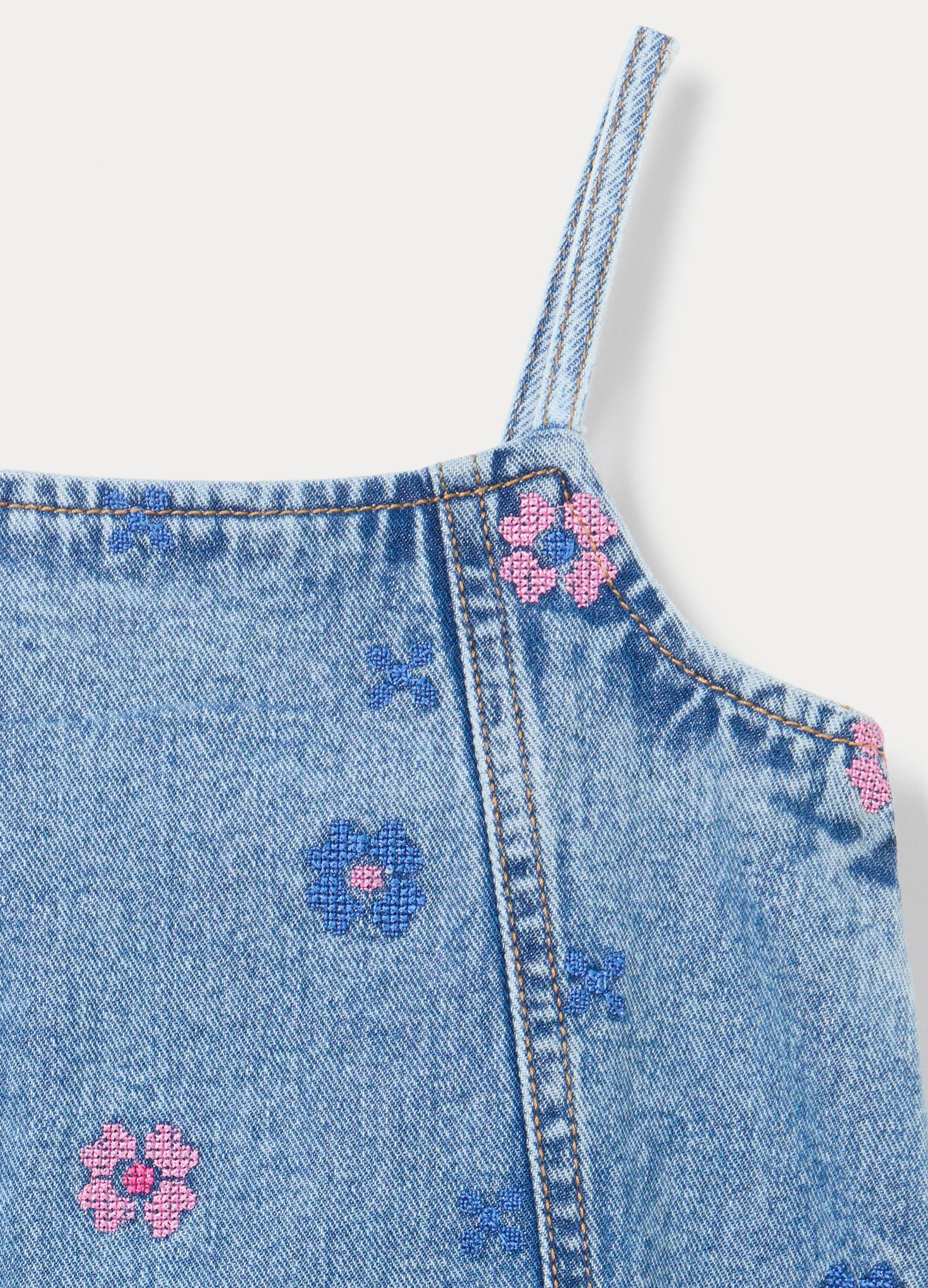 Vestito in denim di puro cotone bambina_1