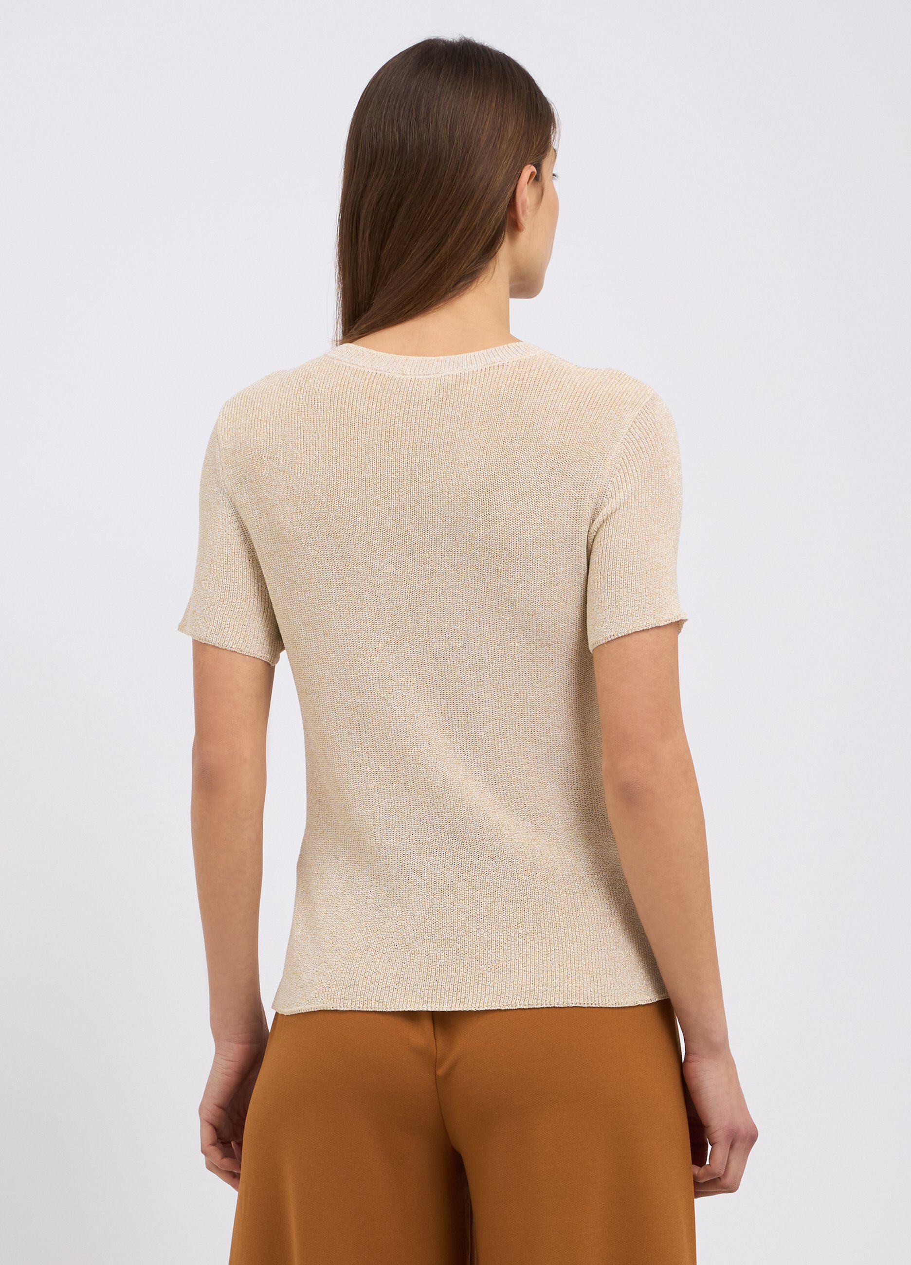T-shirt in maglia di pura viscosa con applicazioni donna_1