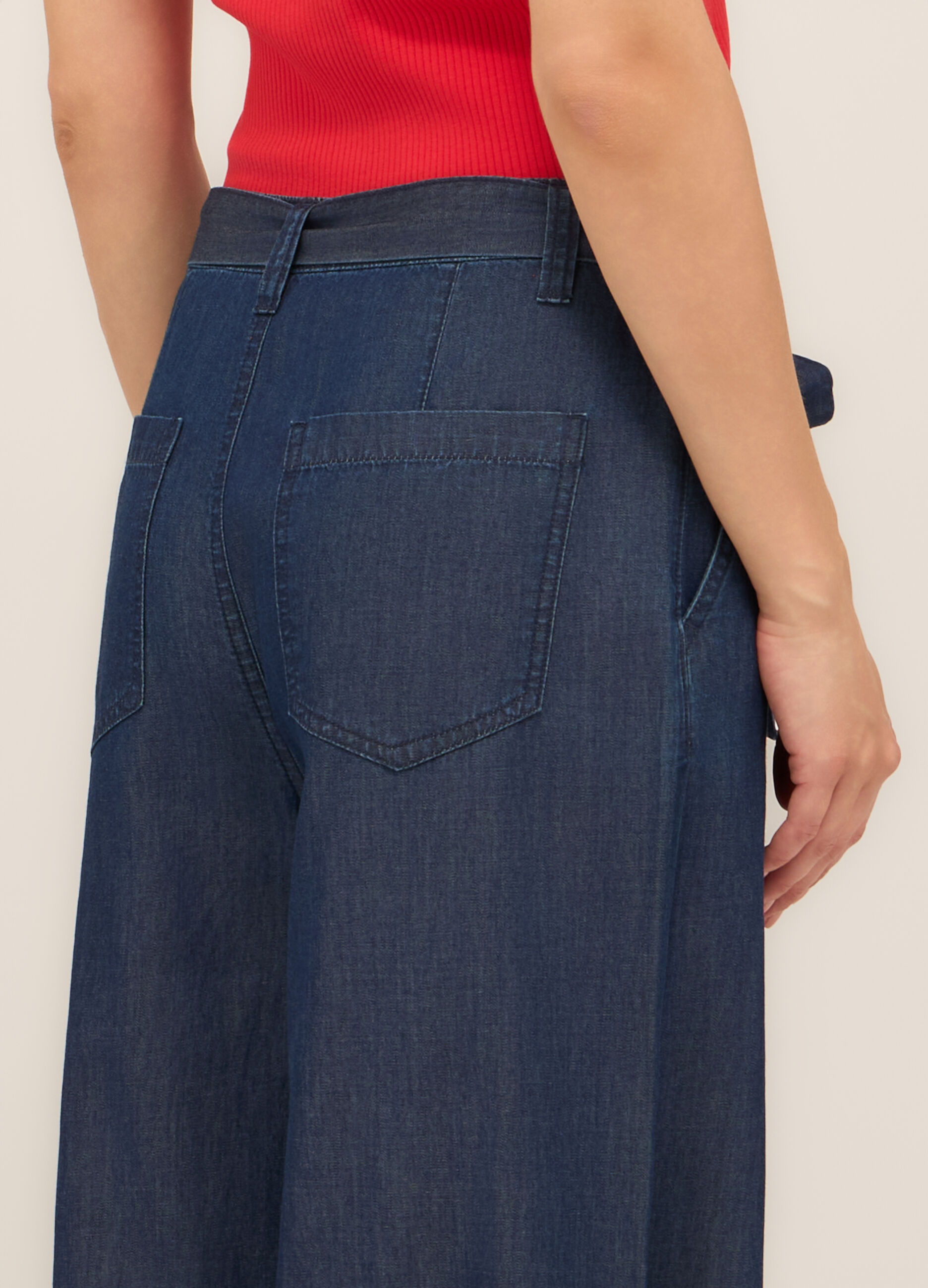 Pantaloni in chambray di puro cotone donna_2