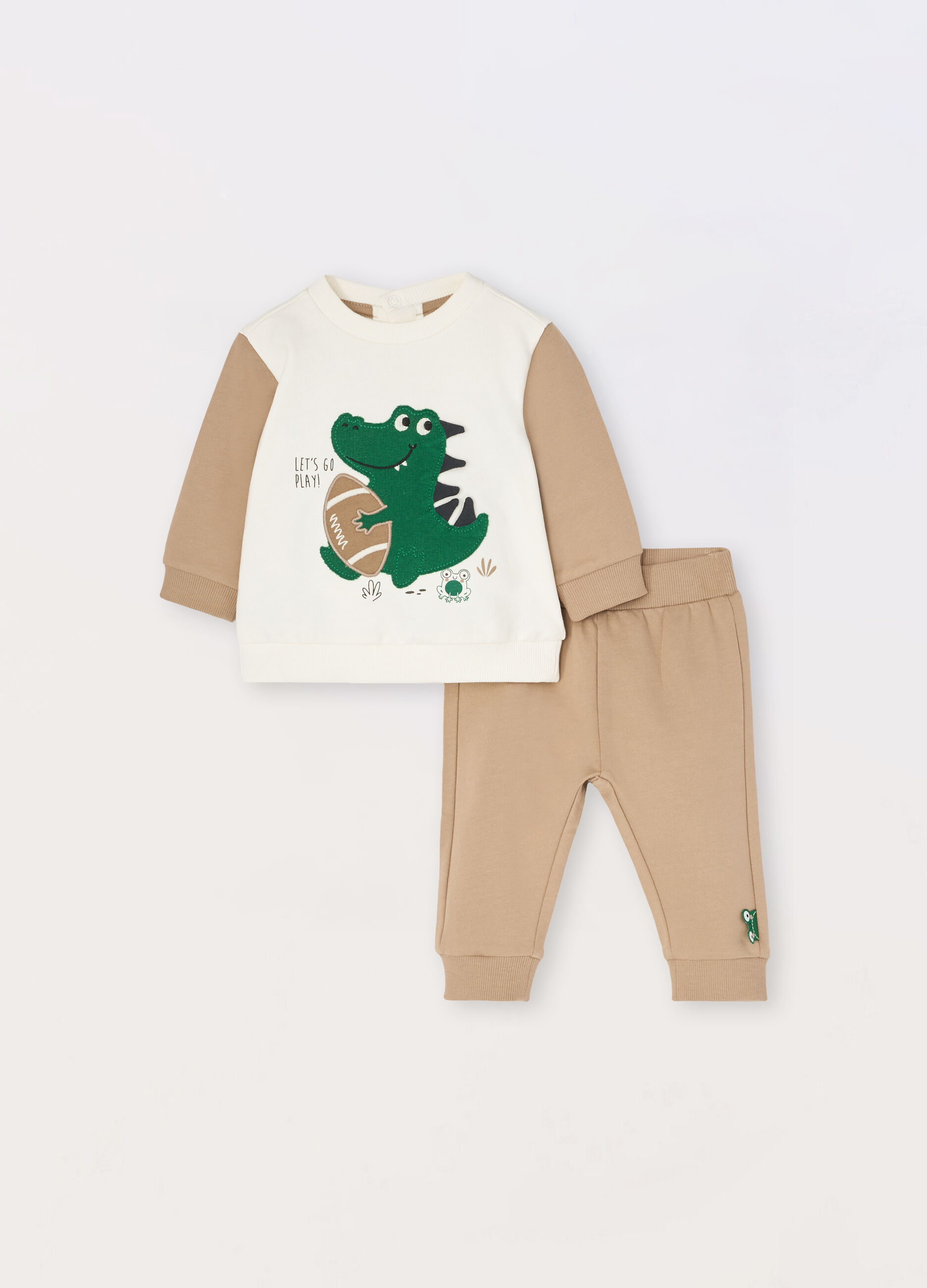 Jogging set in felpa di puro cotone neonato_0
