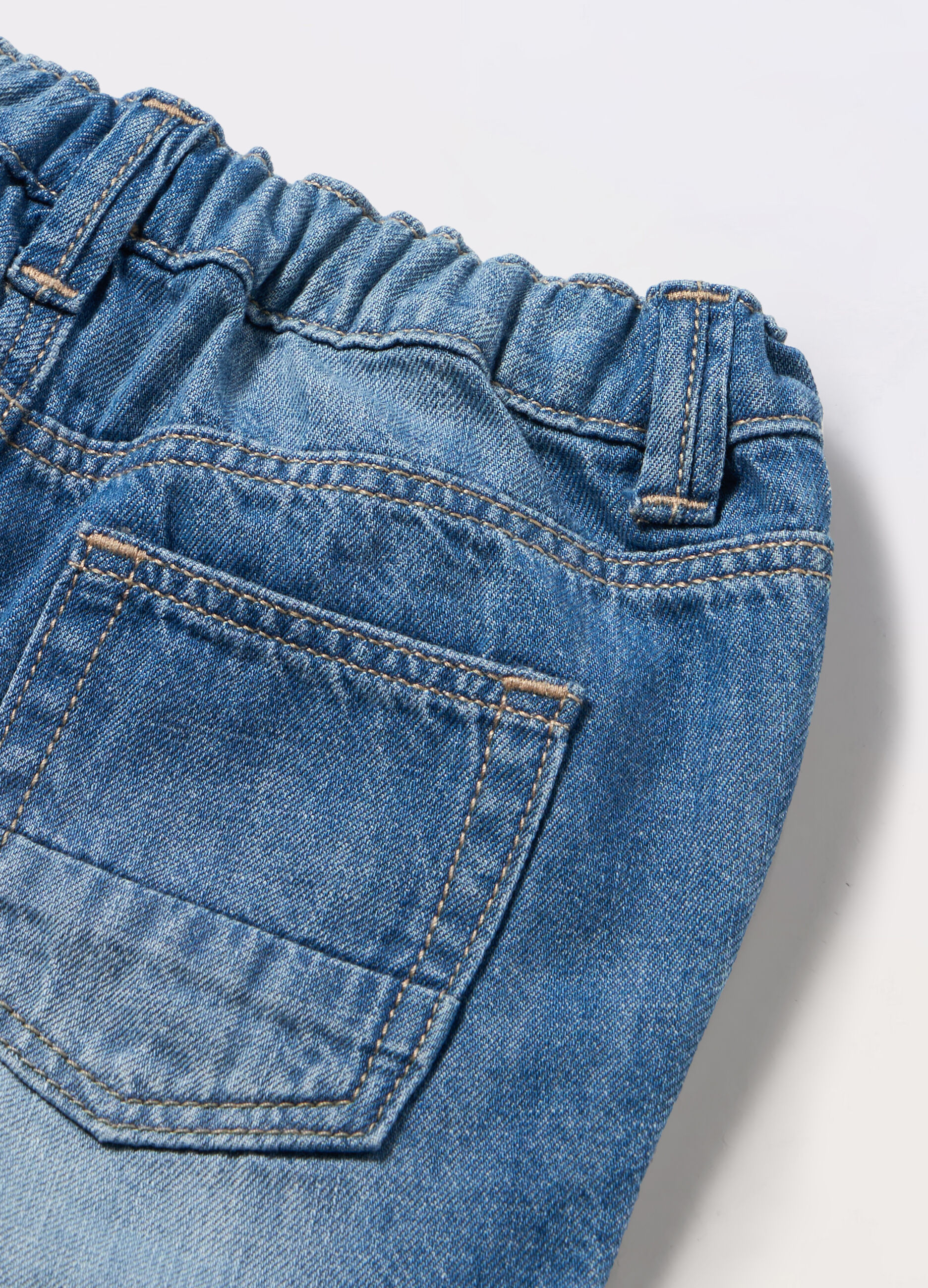 Shorts in denim di puro cotone neonato_1