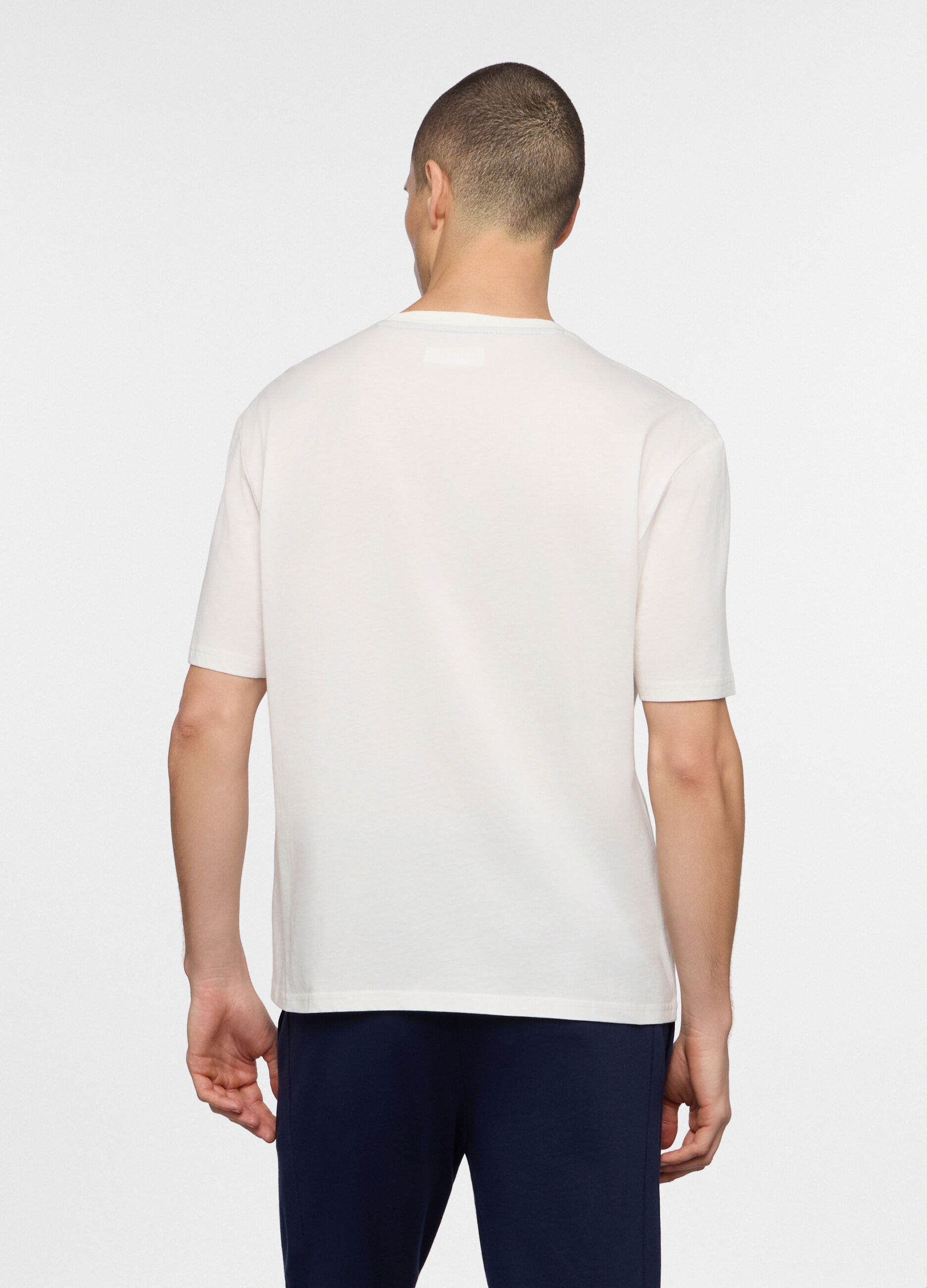 T-shirt girocollo con fascia a contrasto uomo_1