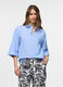 Blusa fit over con scollo a V misto lino donna_0