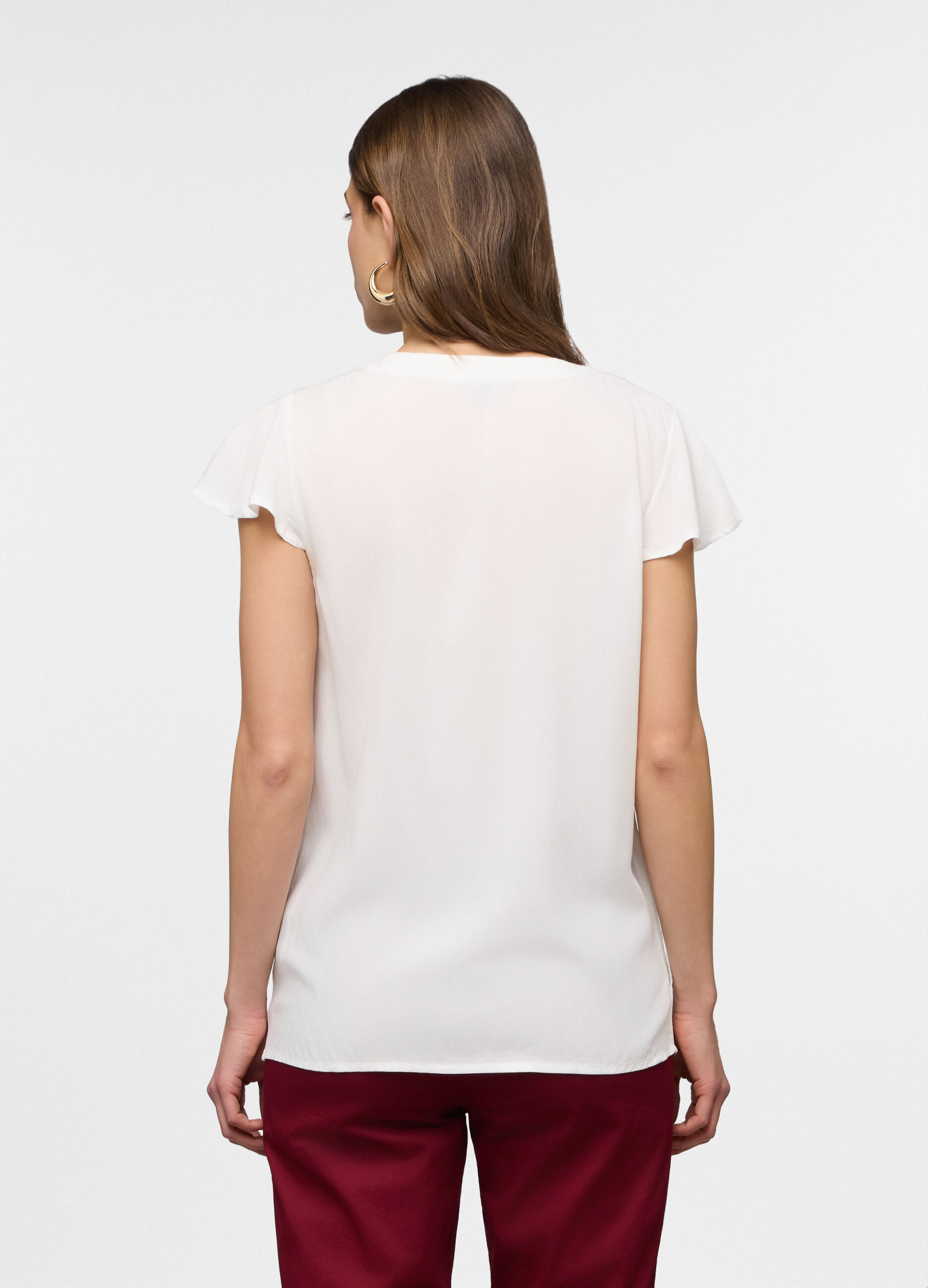 Blusa girocollo Fit Regular in pura viscosa donna