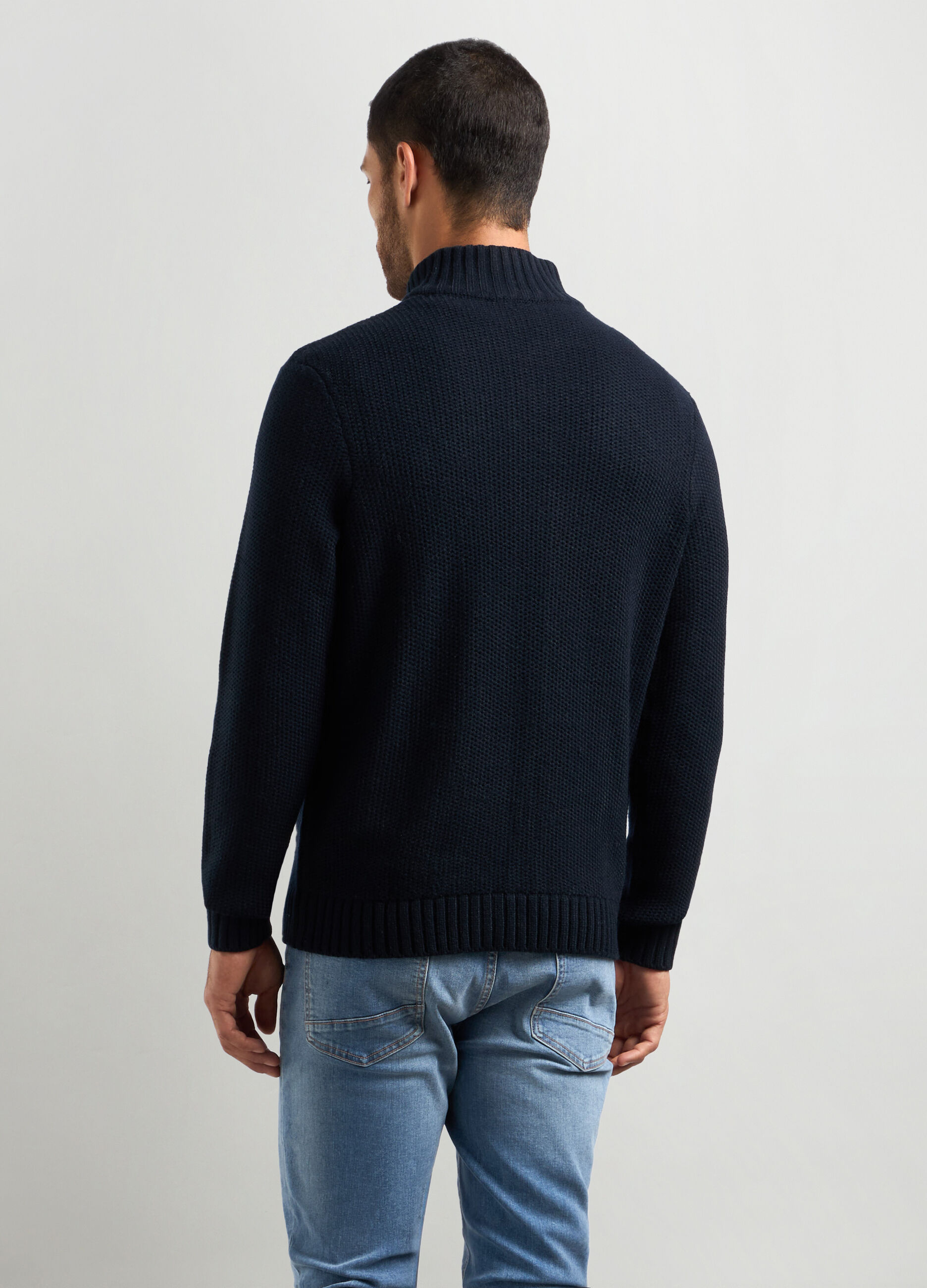 Cardigan collo alto in maglia rasata a rovescio uomo_1