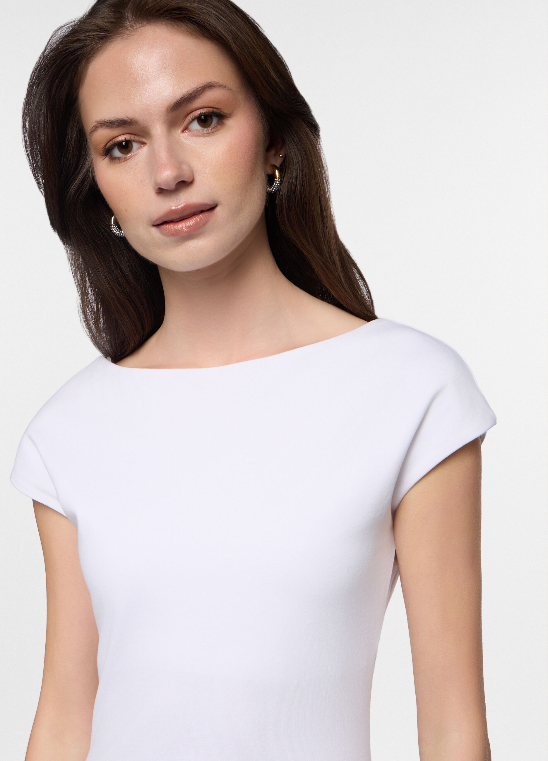 Abito corto fitted in jersey di cotone stretch donna