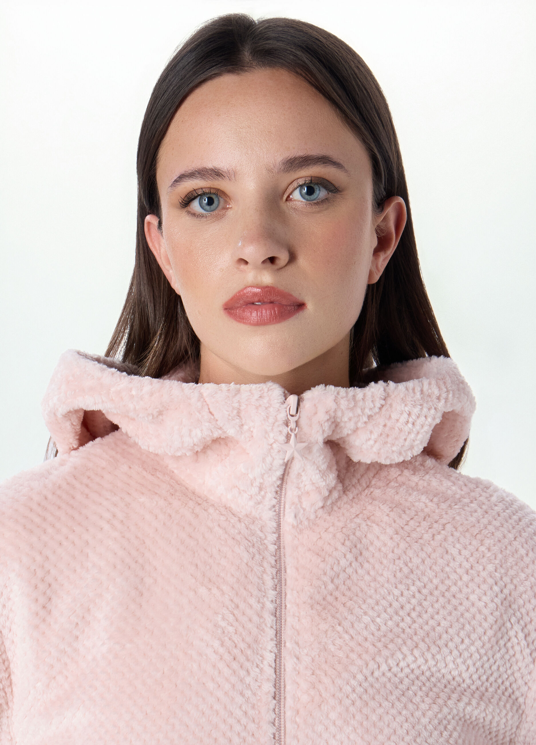 Top pigiama in fake fur con cappuccio donna_2