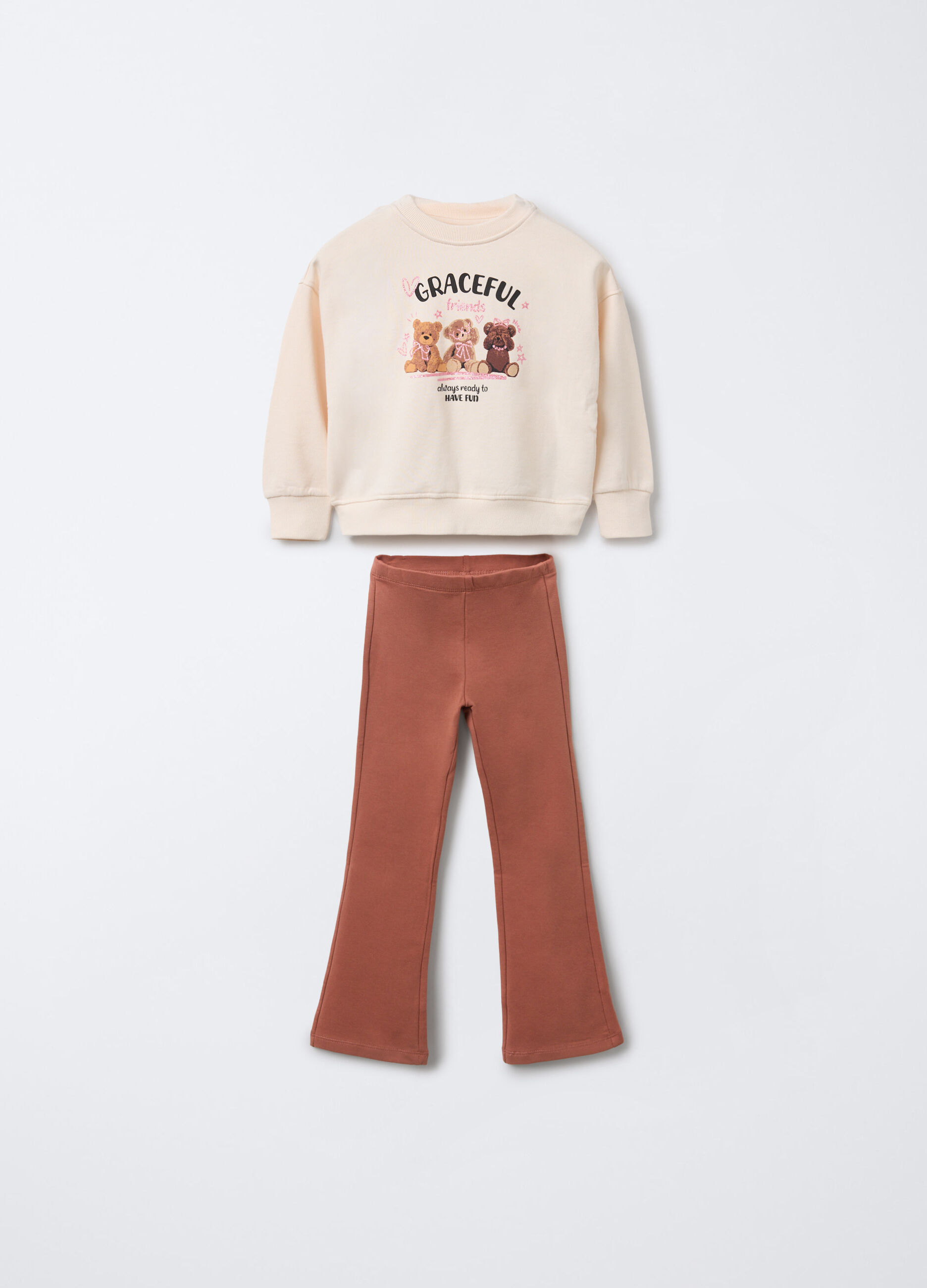 Jogging Set in puro cotone garzato bambina_0