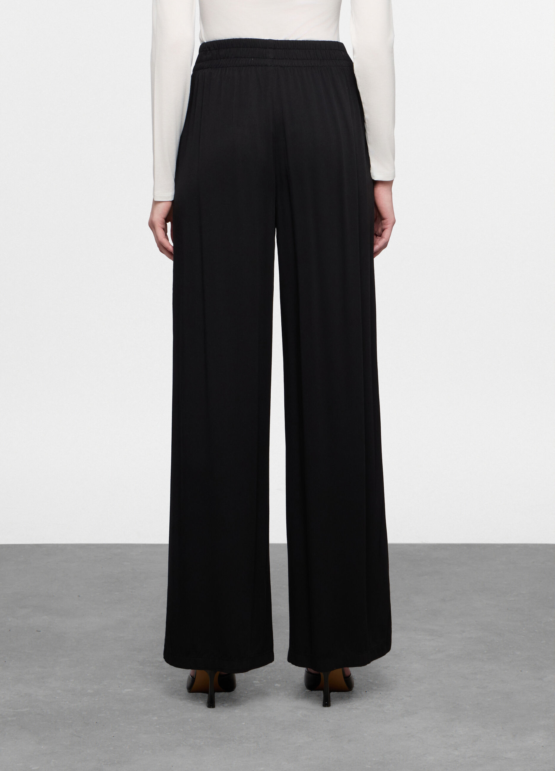 Pantaloni wide leg in pura viscosa donna_1