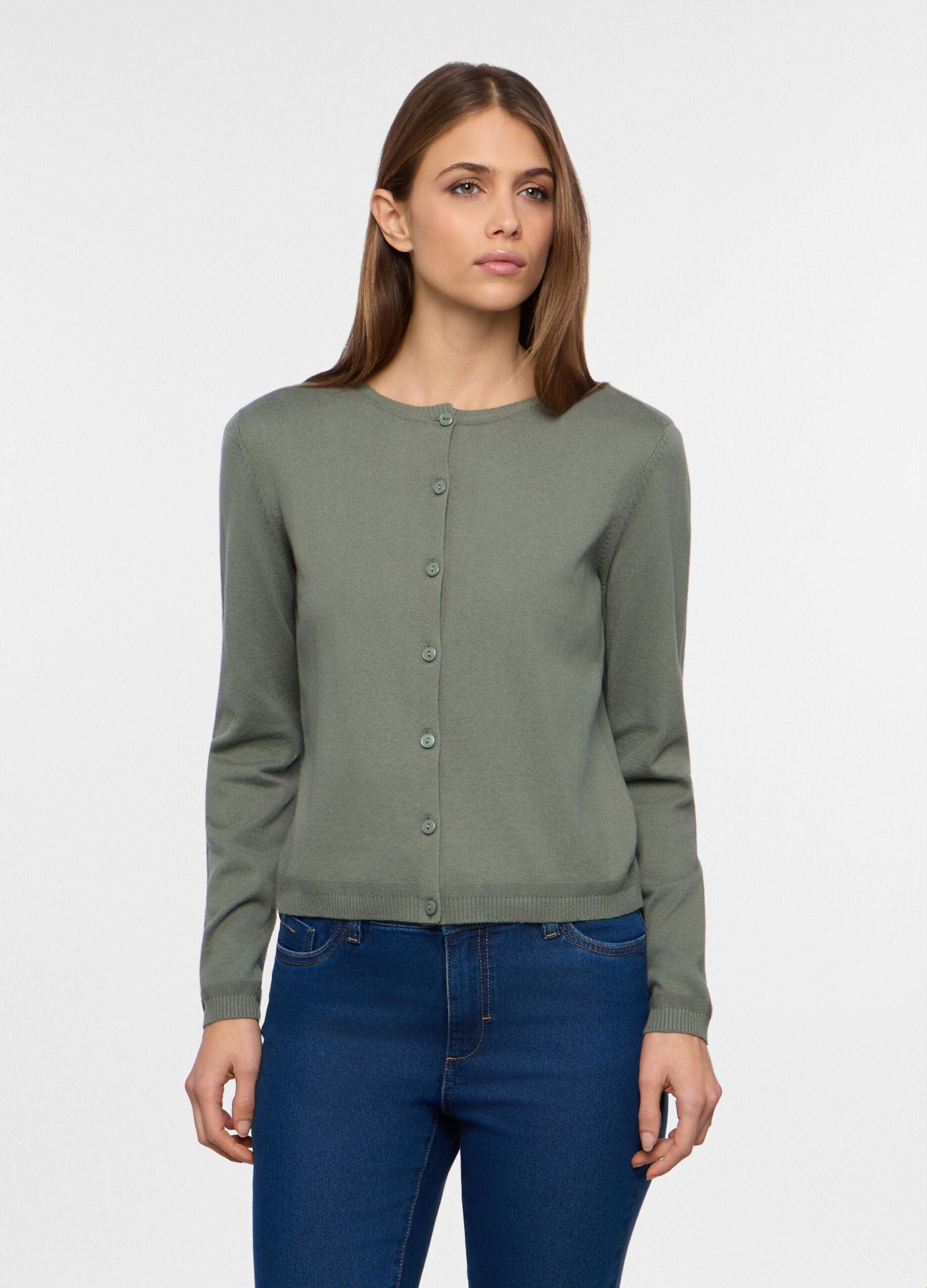 Cardigan girocollo rasato donna_0