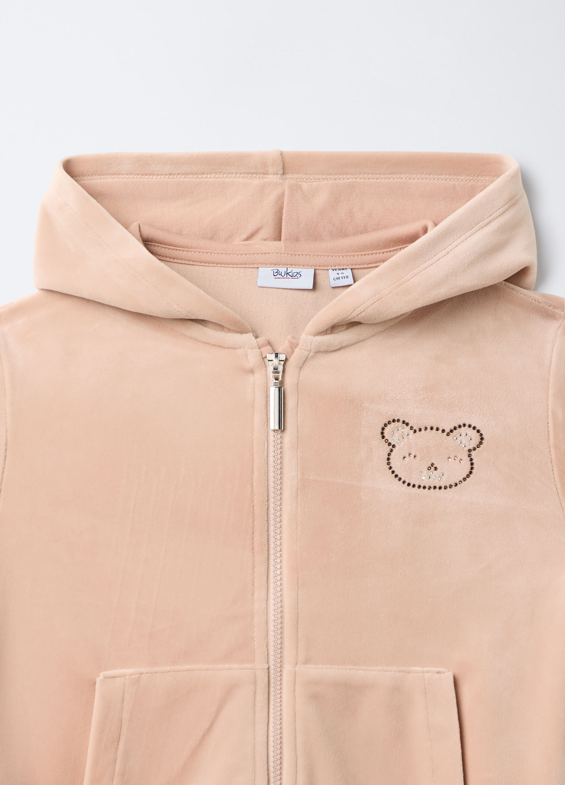 Felpa in velluto relexed fit con zip e cappuccio bambina_2