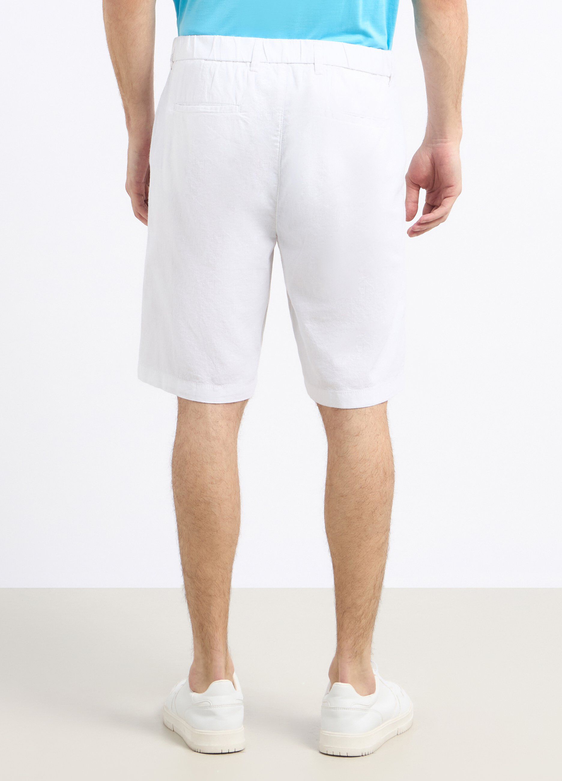 Shorts rigati in misto lino uomo