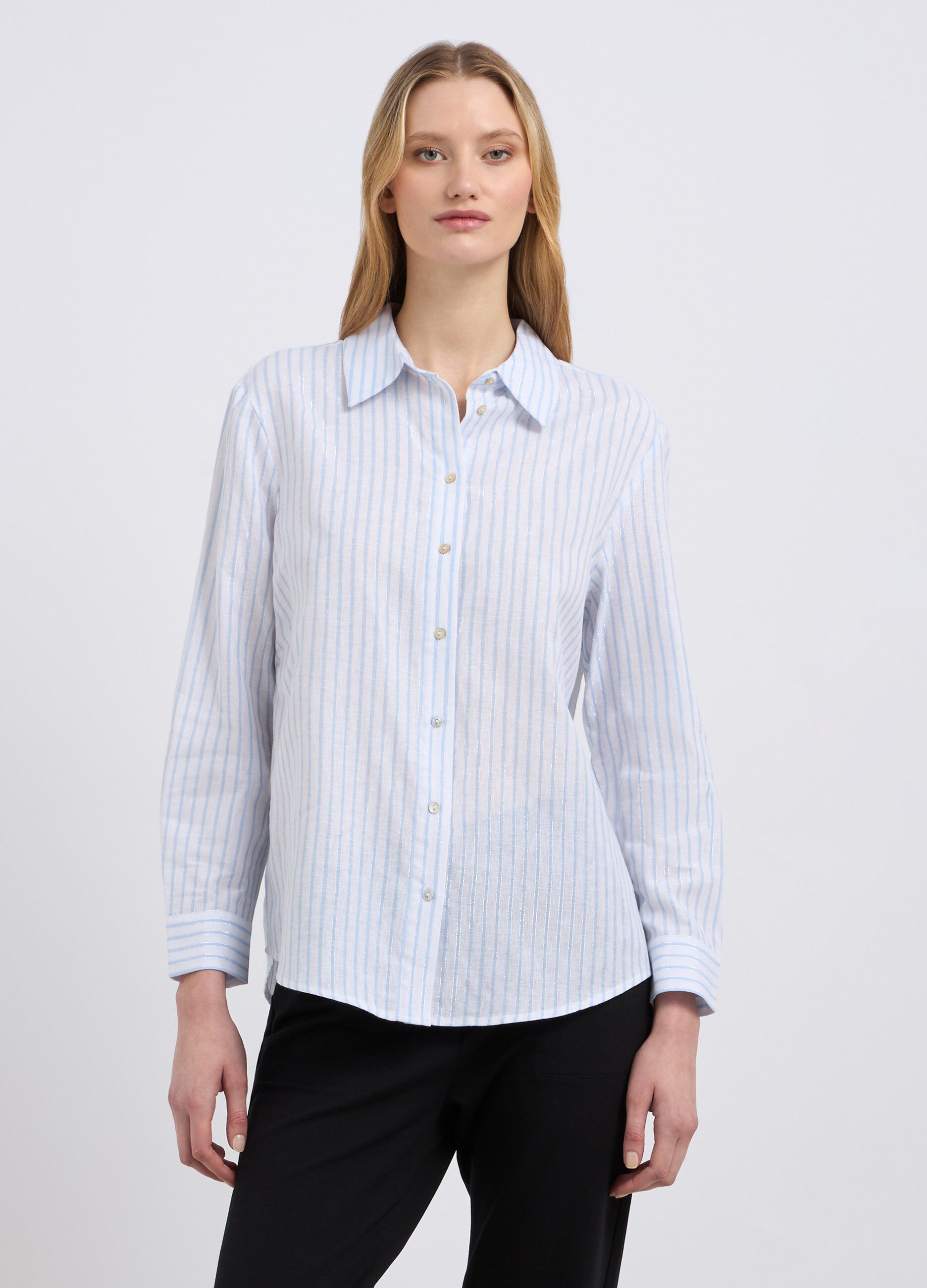 Camicia in misto lino e filo lurex donna_0