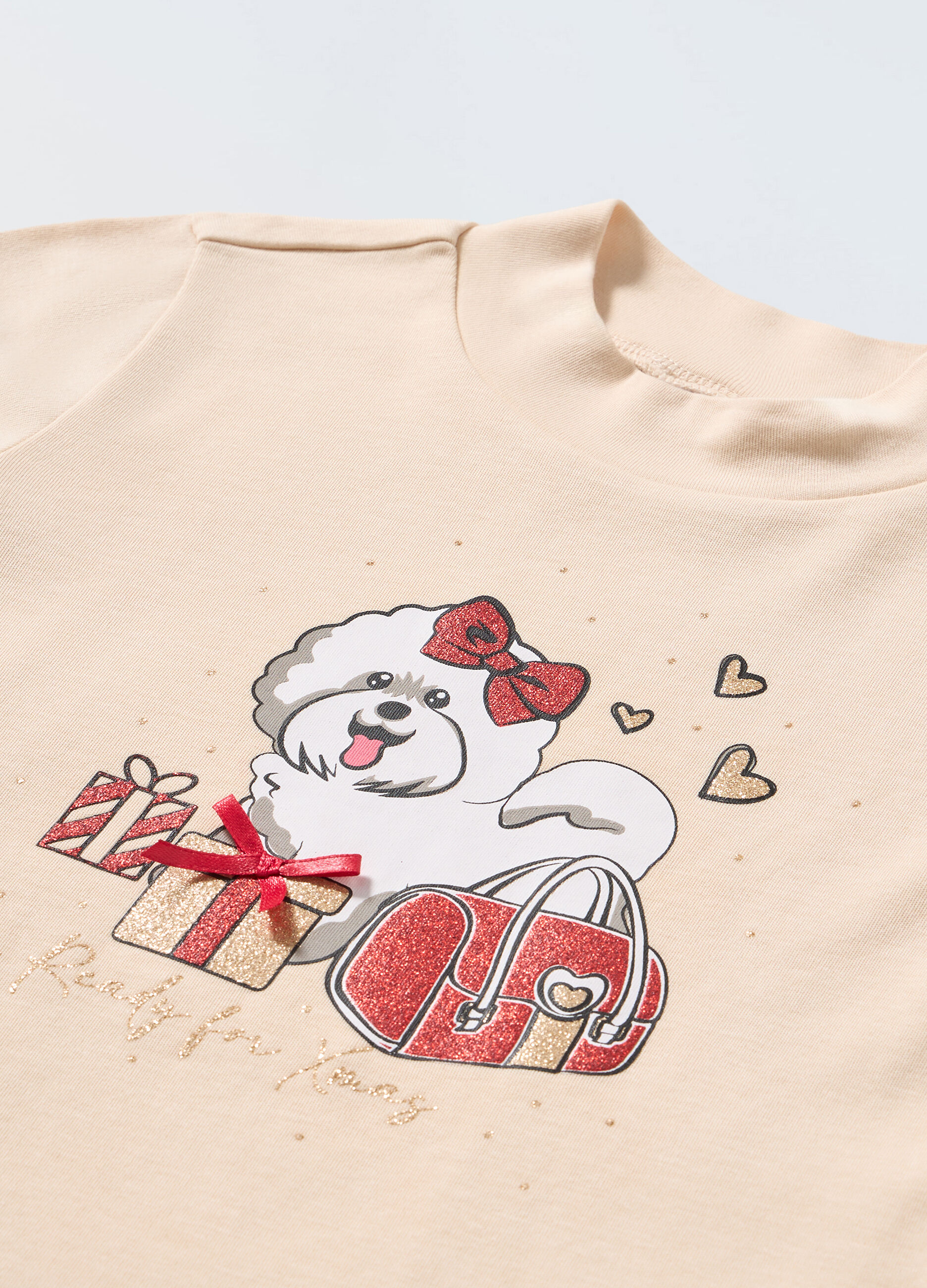 Lupetto in interlock di cotone con stampa glitter bambina_1