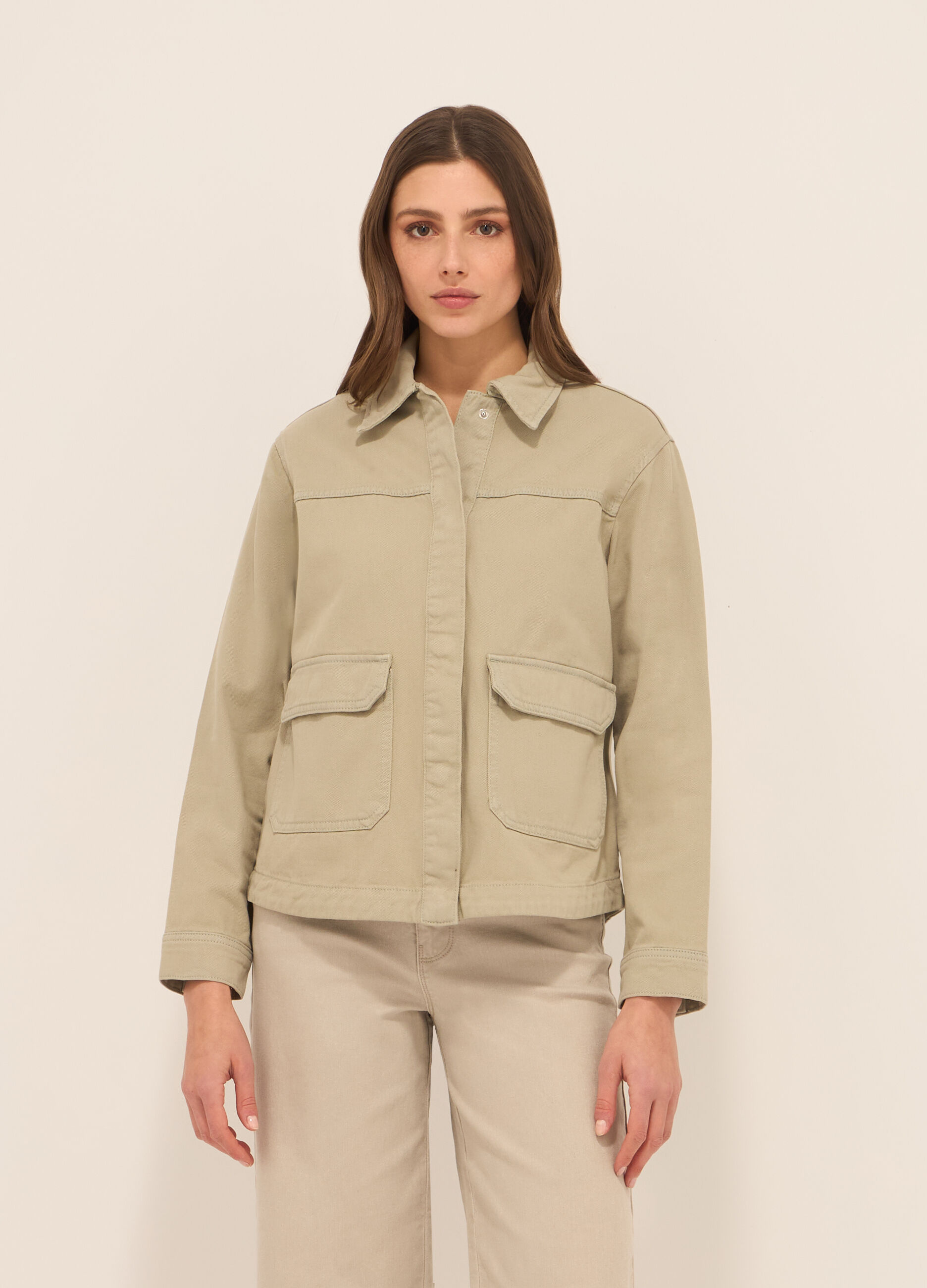 Giacca in denim di puro cotone donna_0