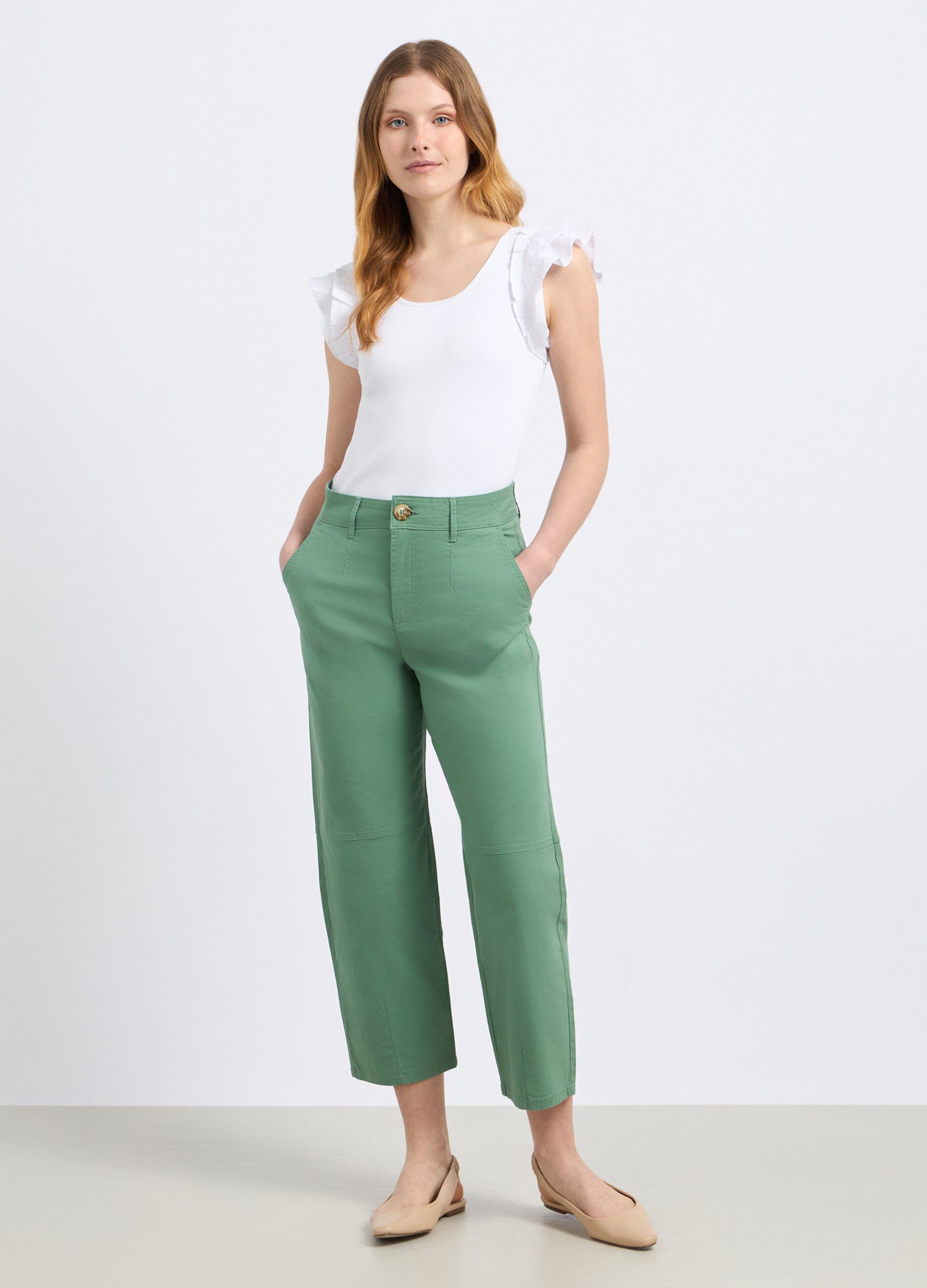 Pantaloni in cotone stretch donna_0