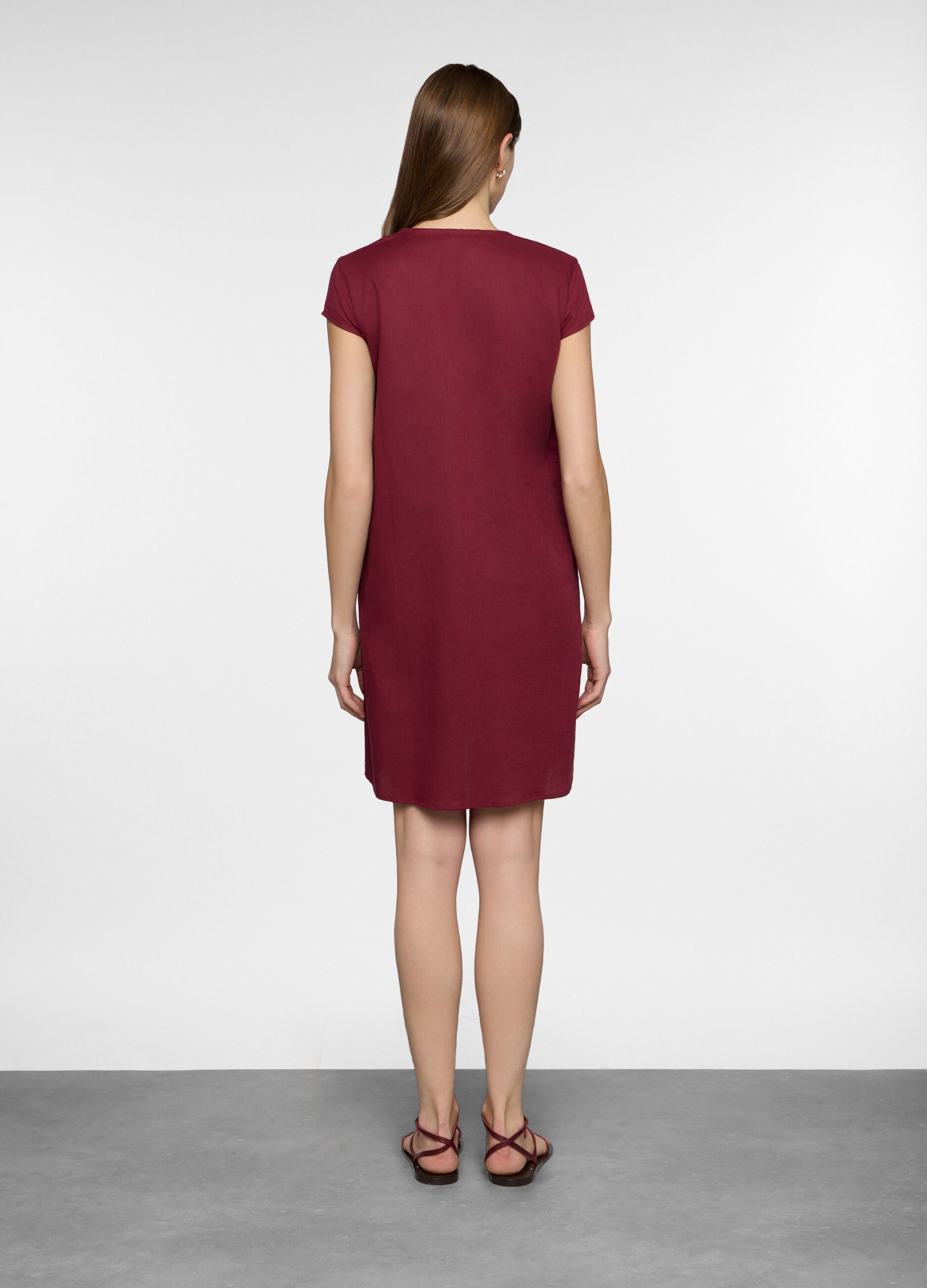 Abito corto misto lino donna_1