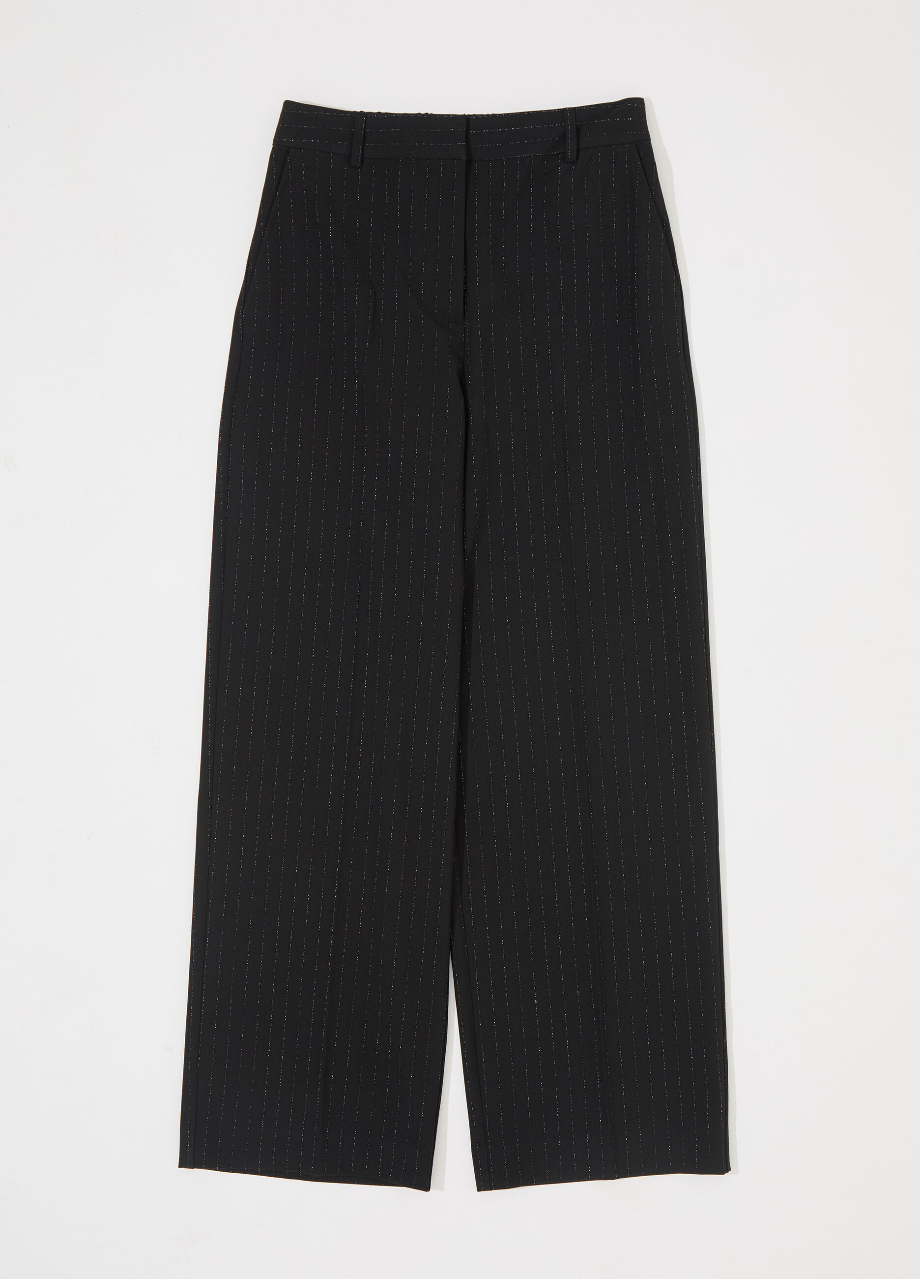 Pantalone palazzo gessati in filo lurex donna_4