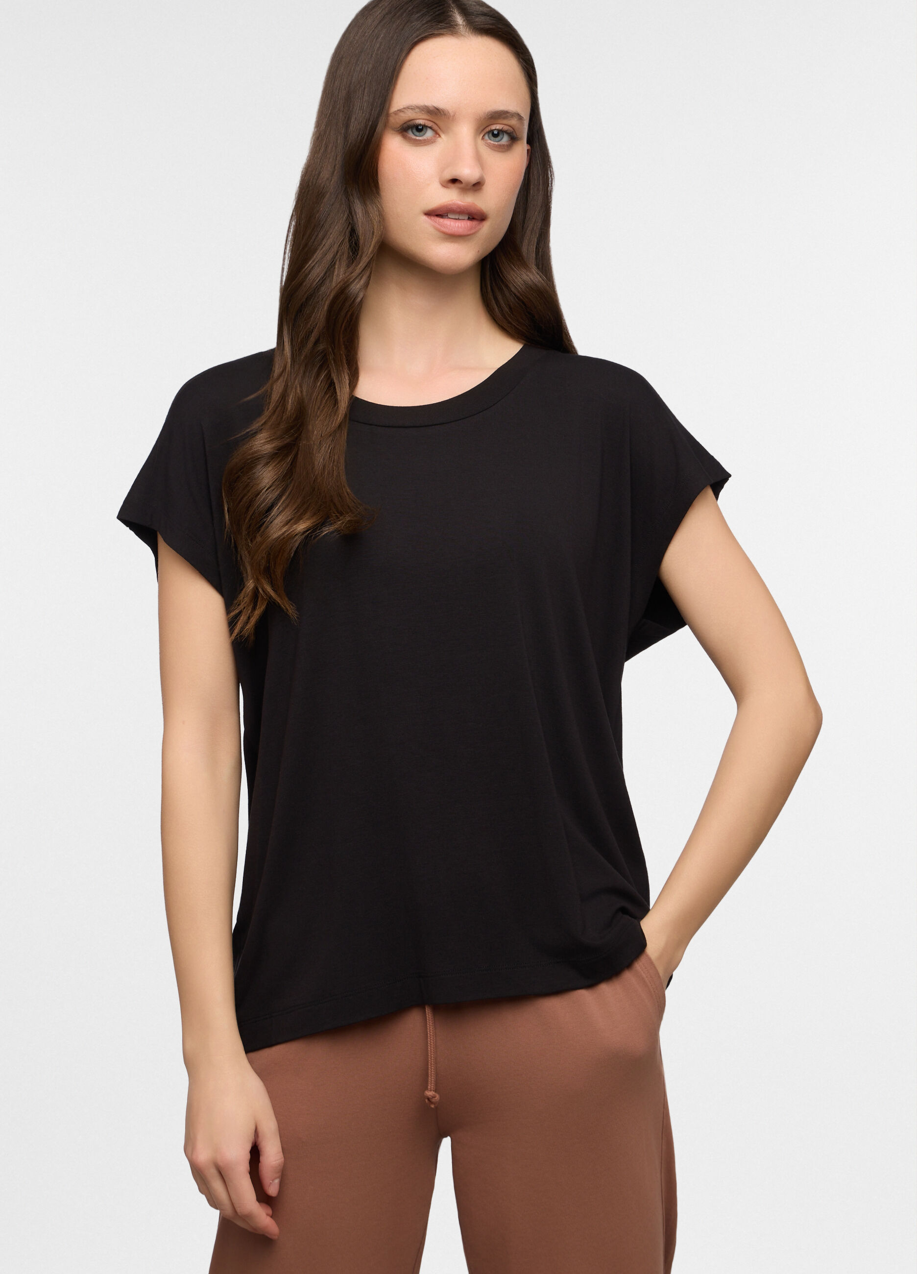 T-shirt girocollo stretch donna_0